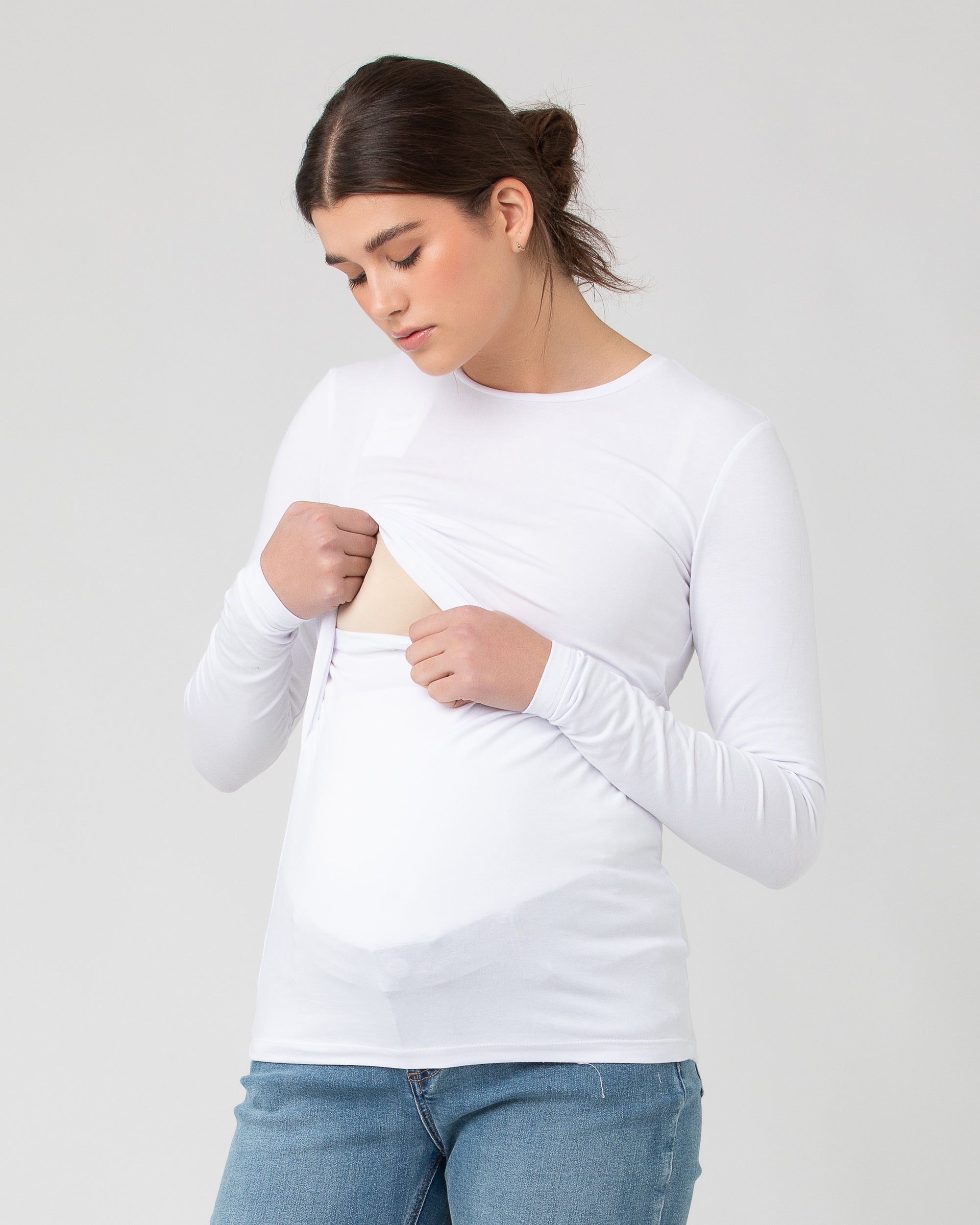 Org Cotton Nursing Top. White