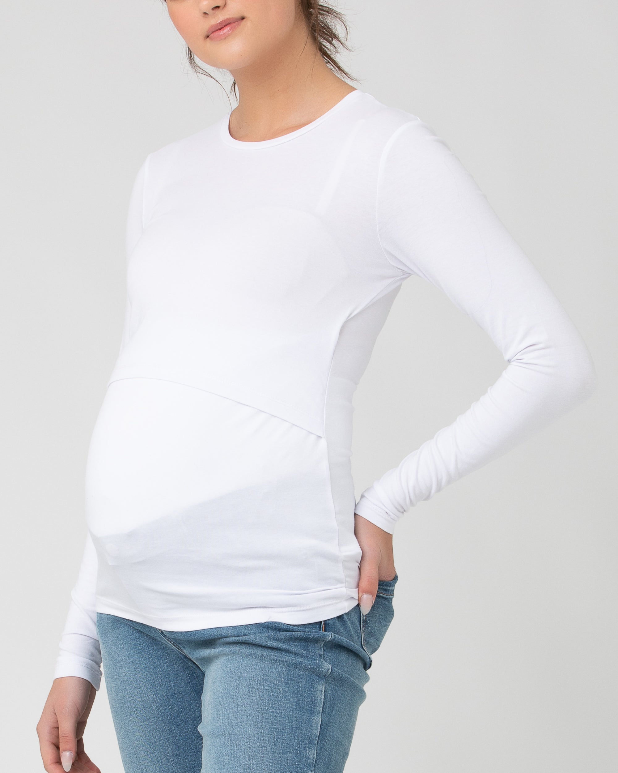 Org Cotton Nursing Top. White