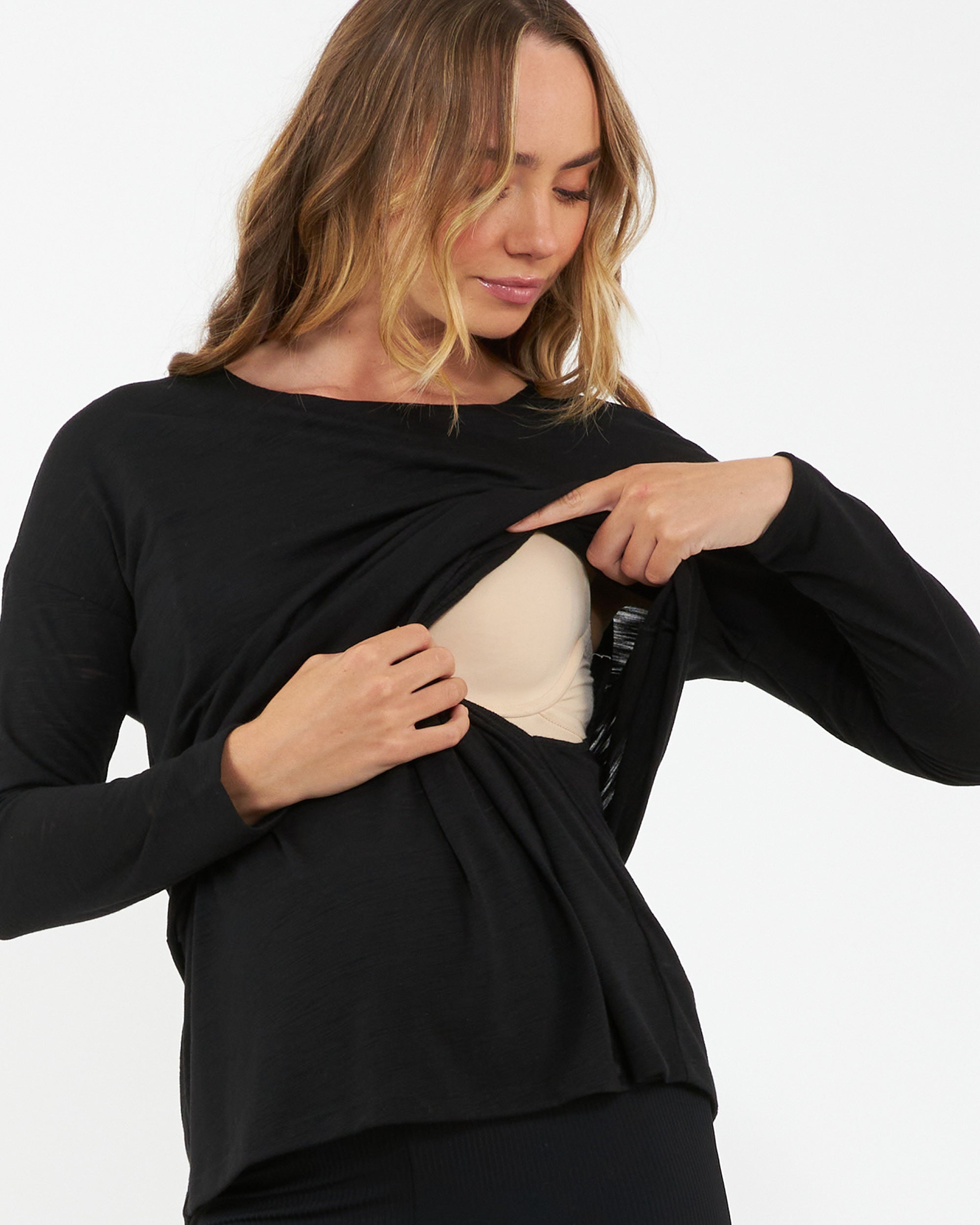 Jazmin Long Sleeve Nursing Top Black