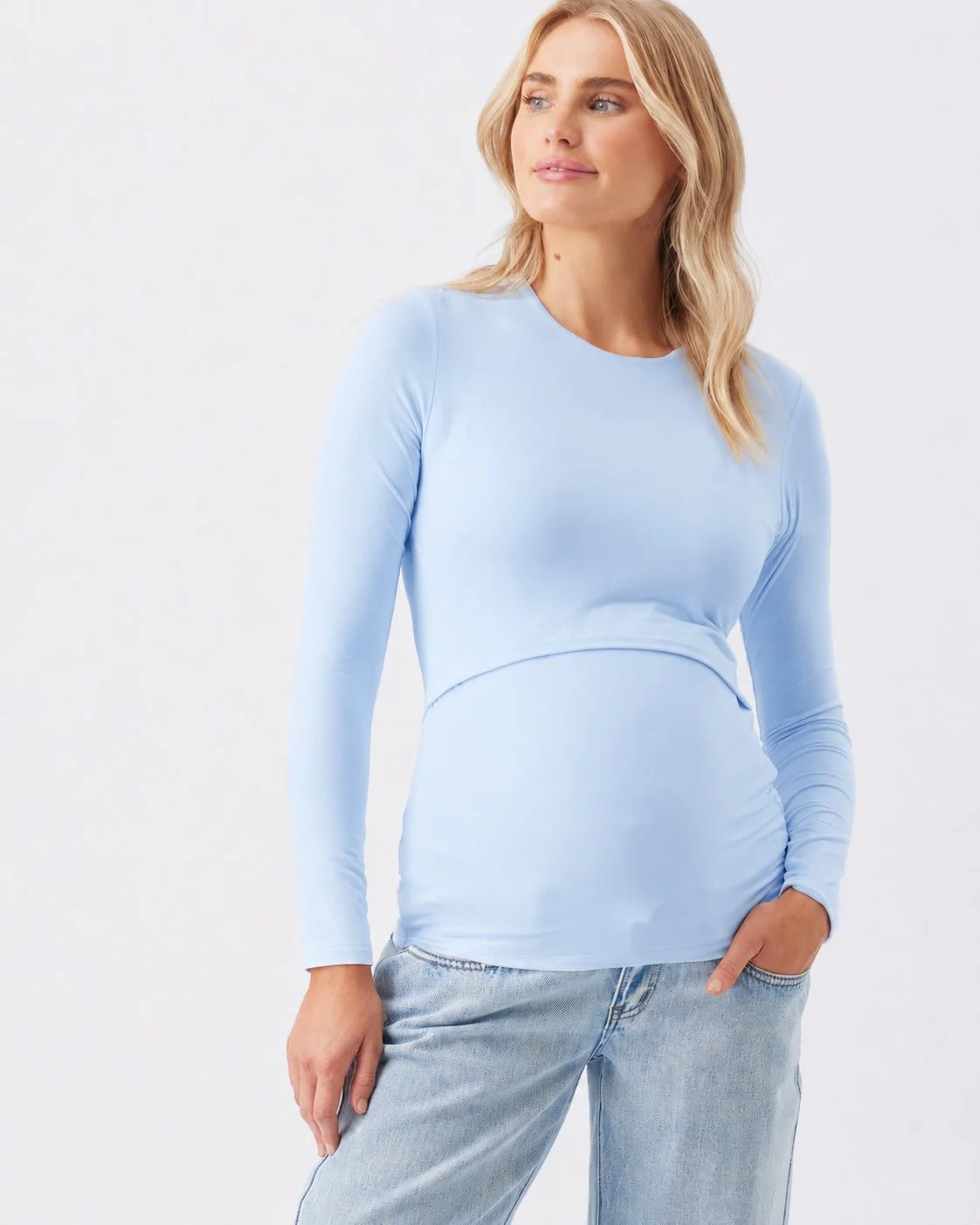 Luxe Knit Nursing Top Baby Blue
