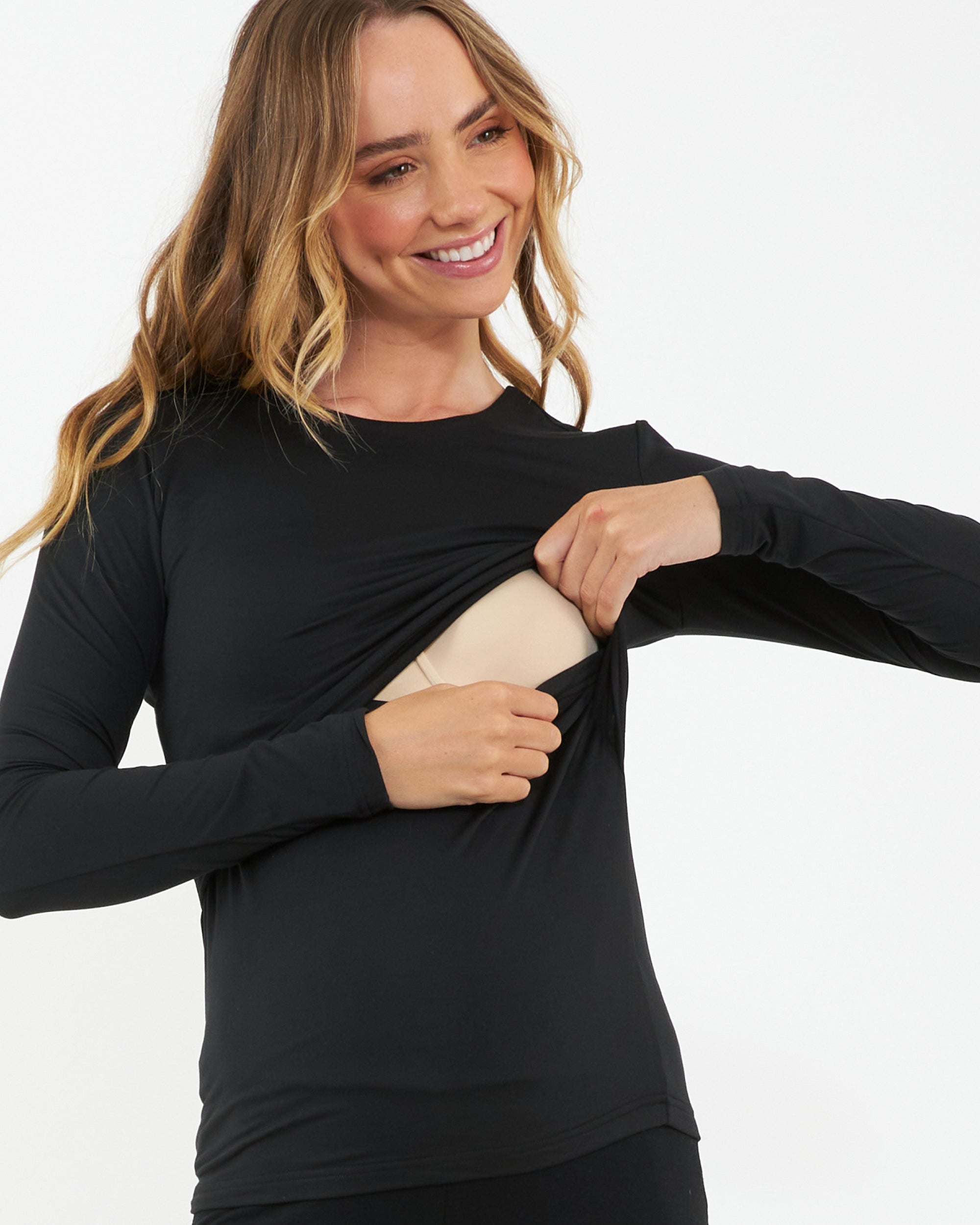 Luxe Knit Nursing Top  Black