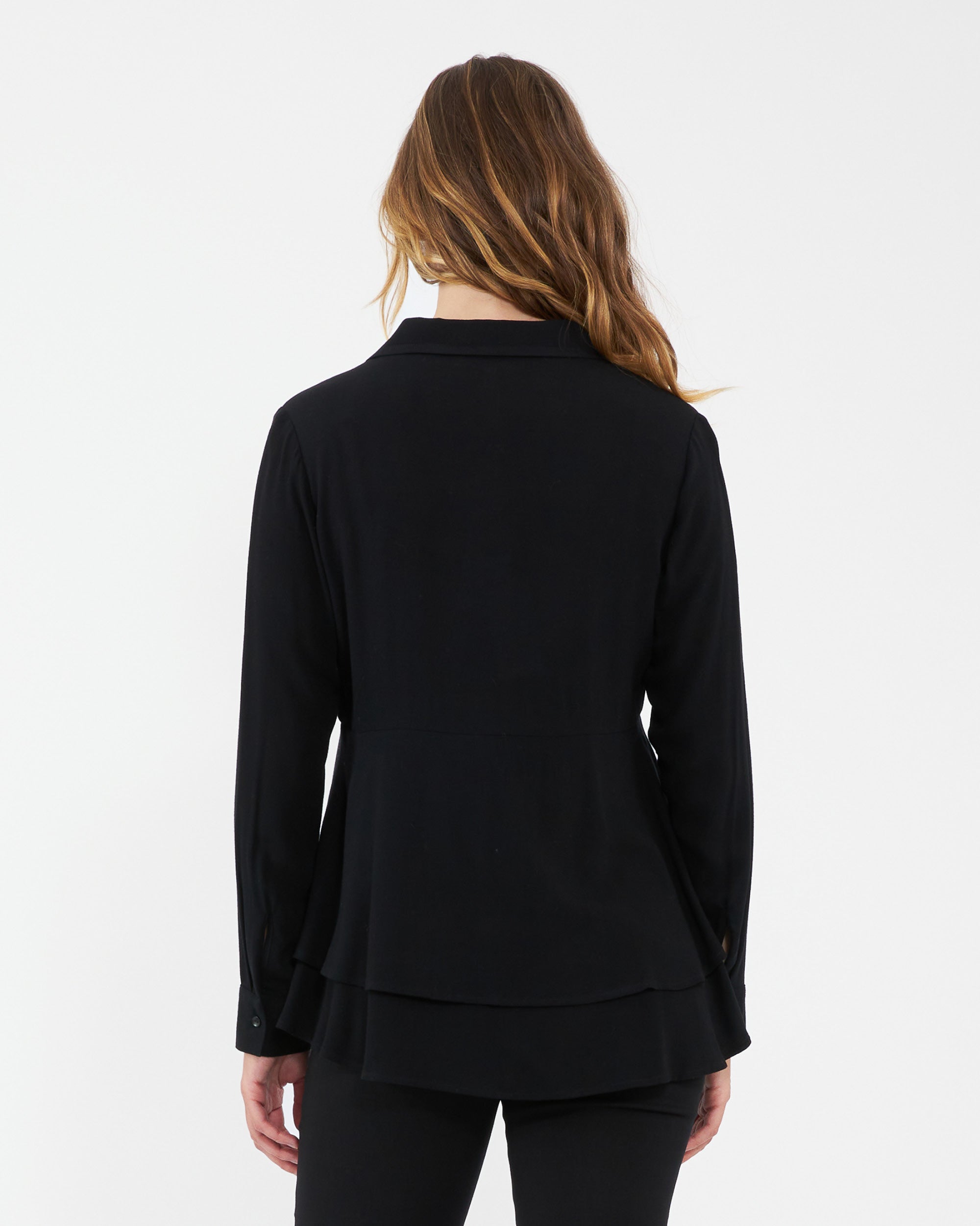 Evelyn Peplum Shirt  Black