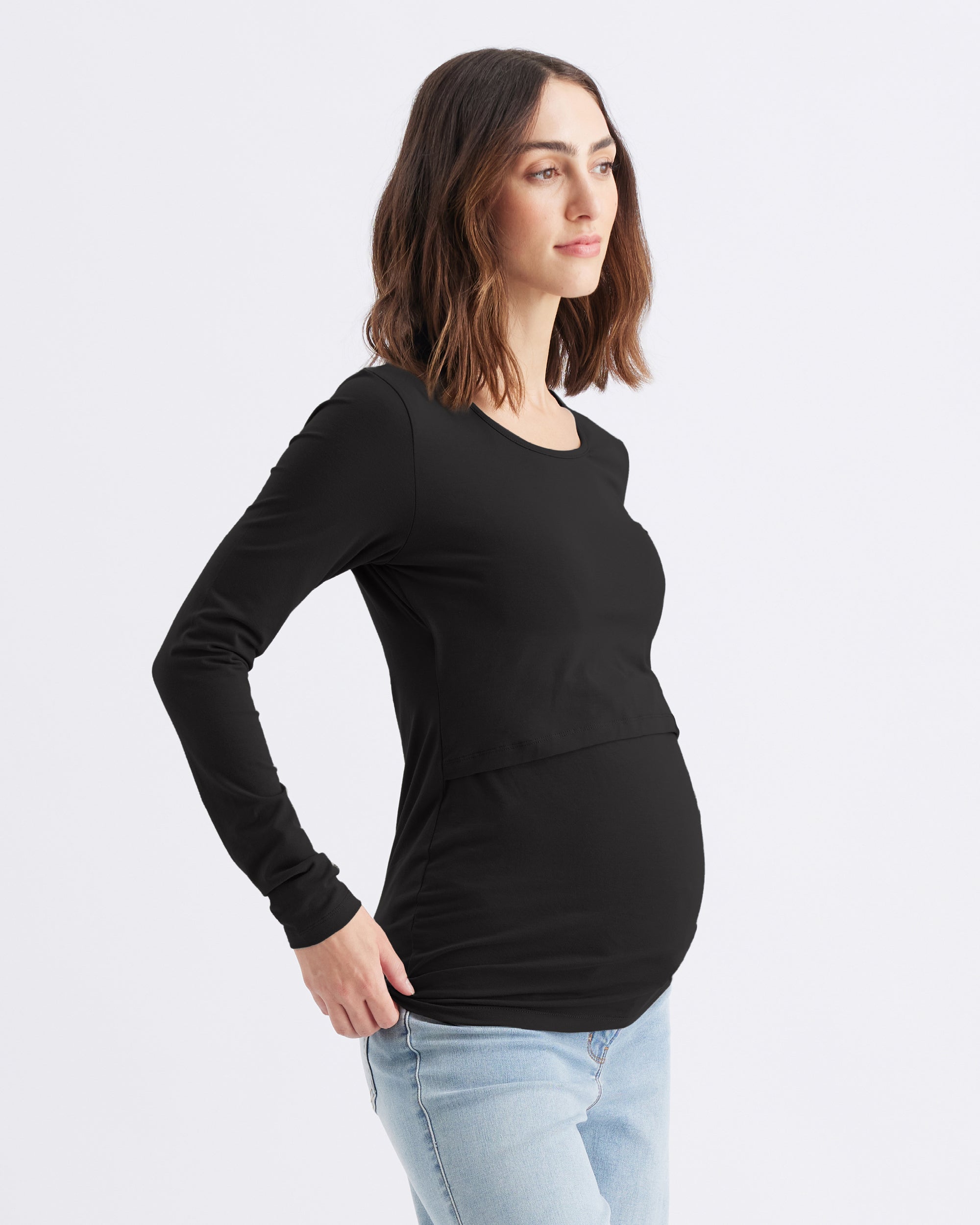 Organic Cotton Nursing Top Black
