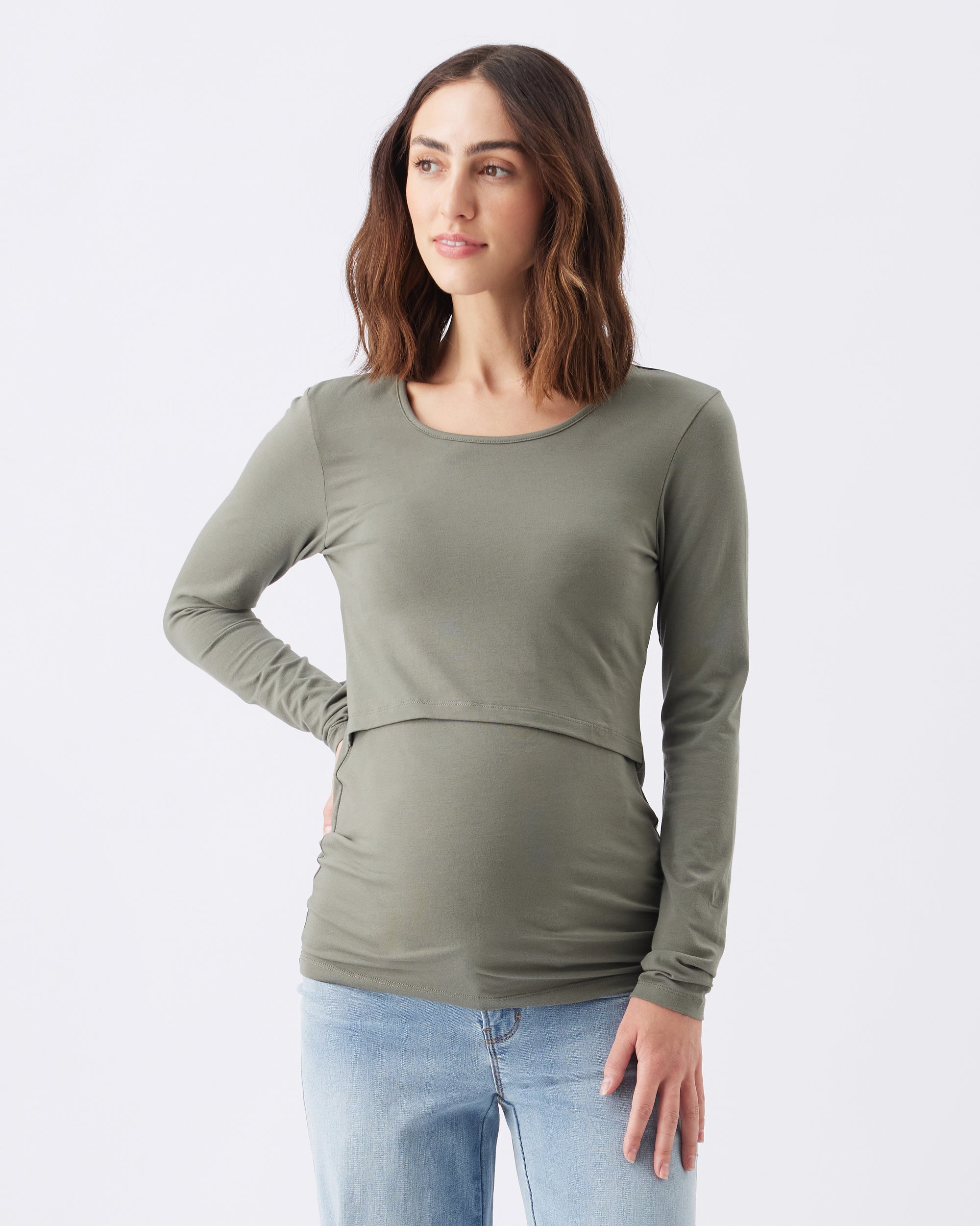 Organic Cotton Nursing Top Moss