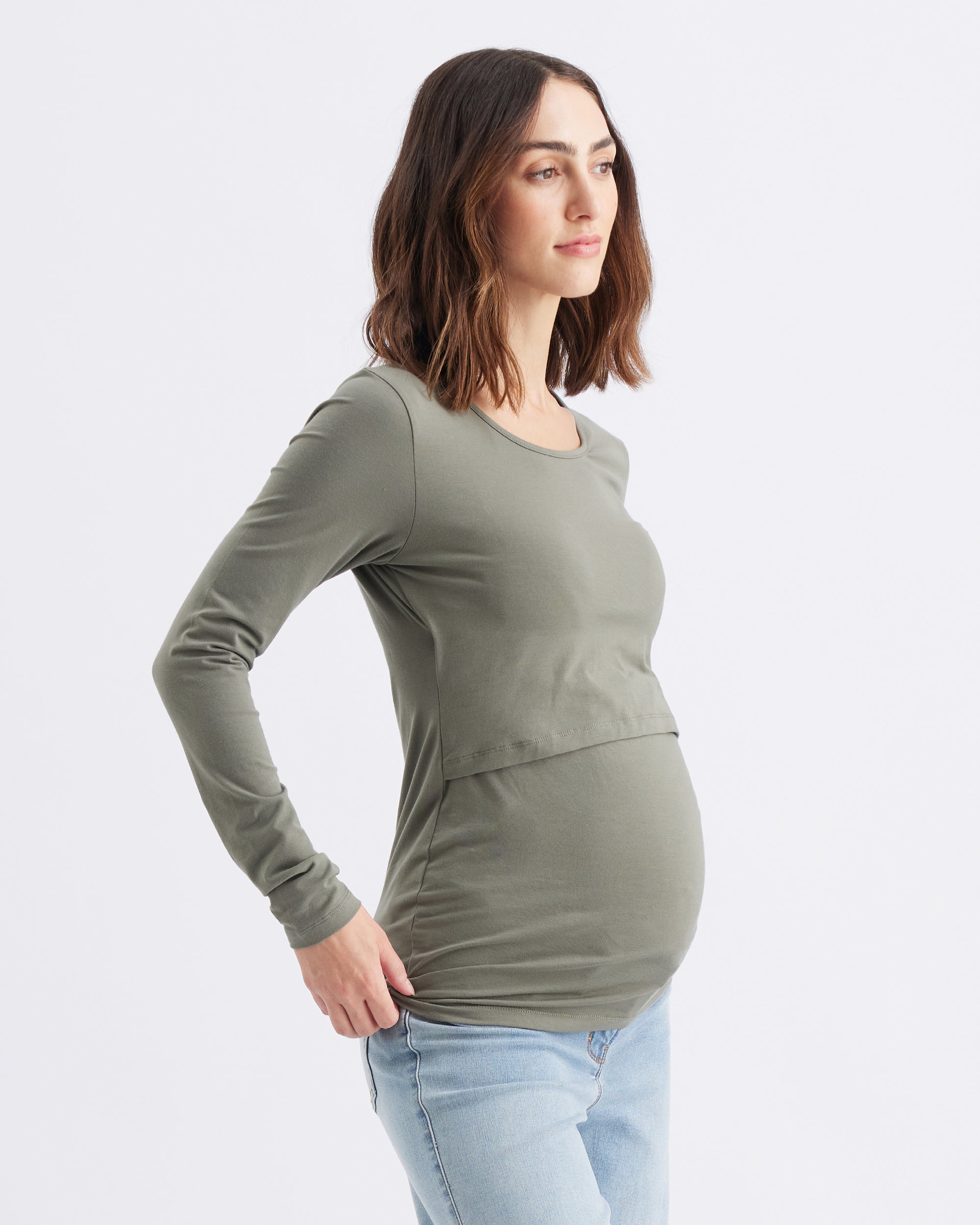 Organic Cotton Nursing Top Moss