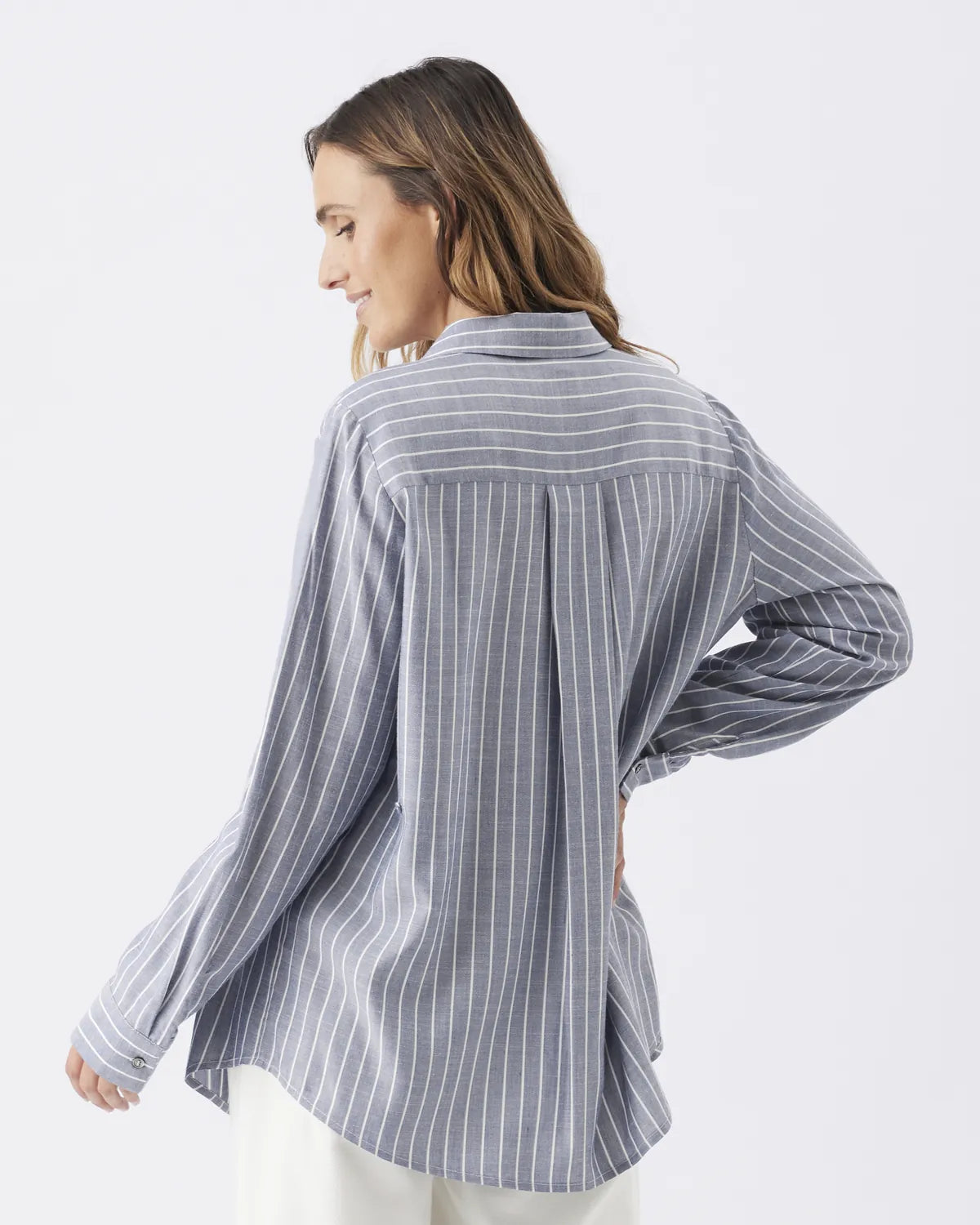 Millie Button Up Shirt Denim / White
