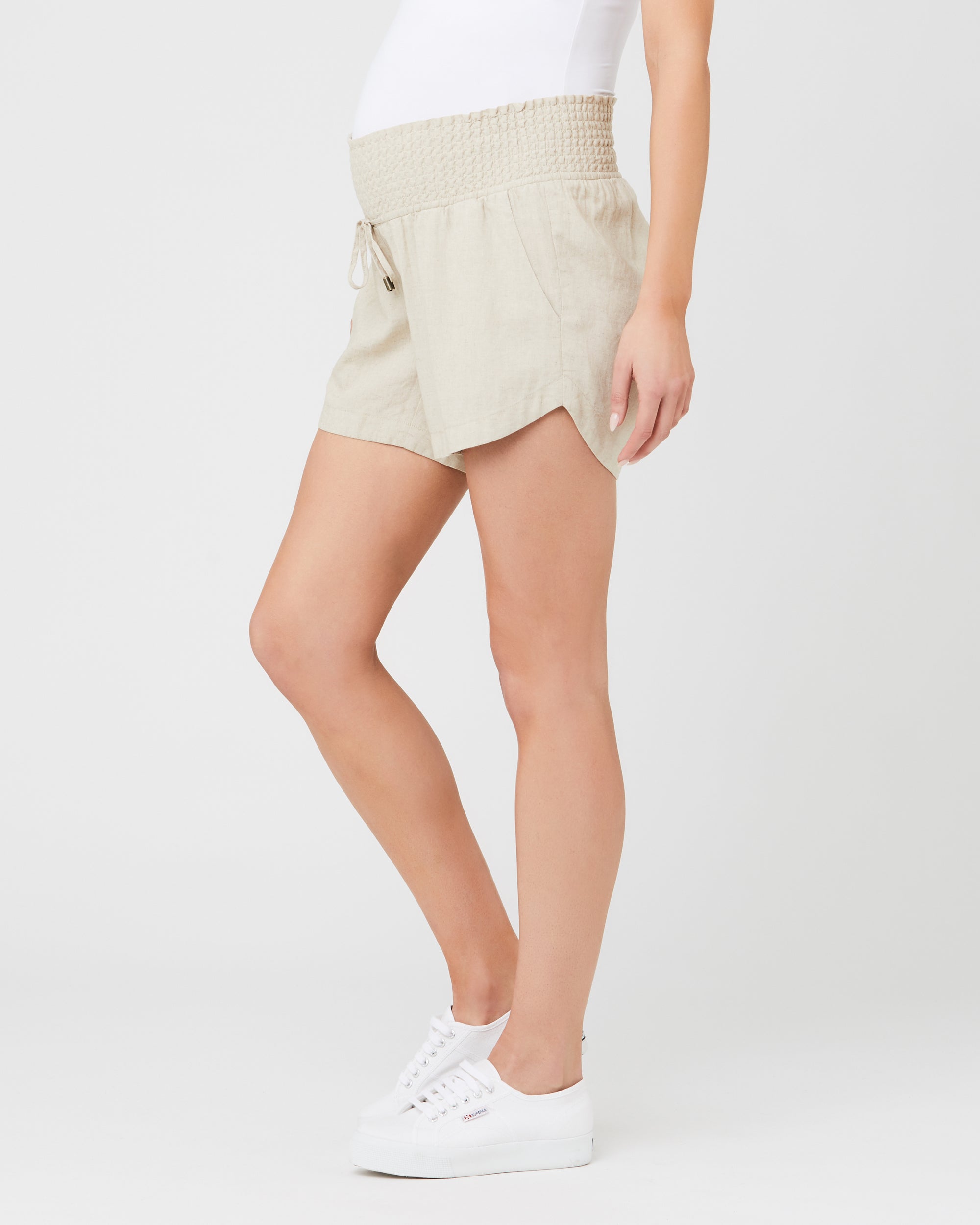 Indi Shirred Linen Short Natural