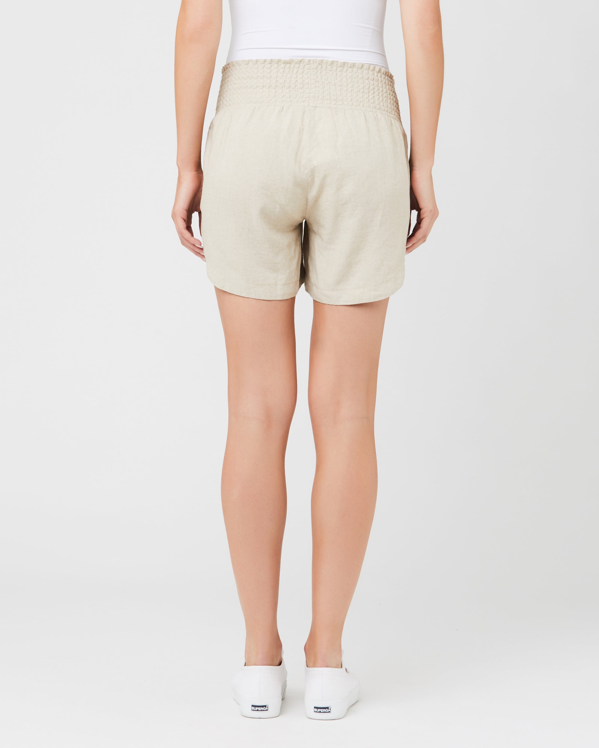 Indi Shirred Linen Short Natural