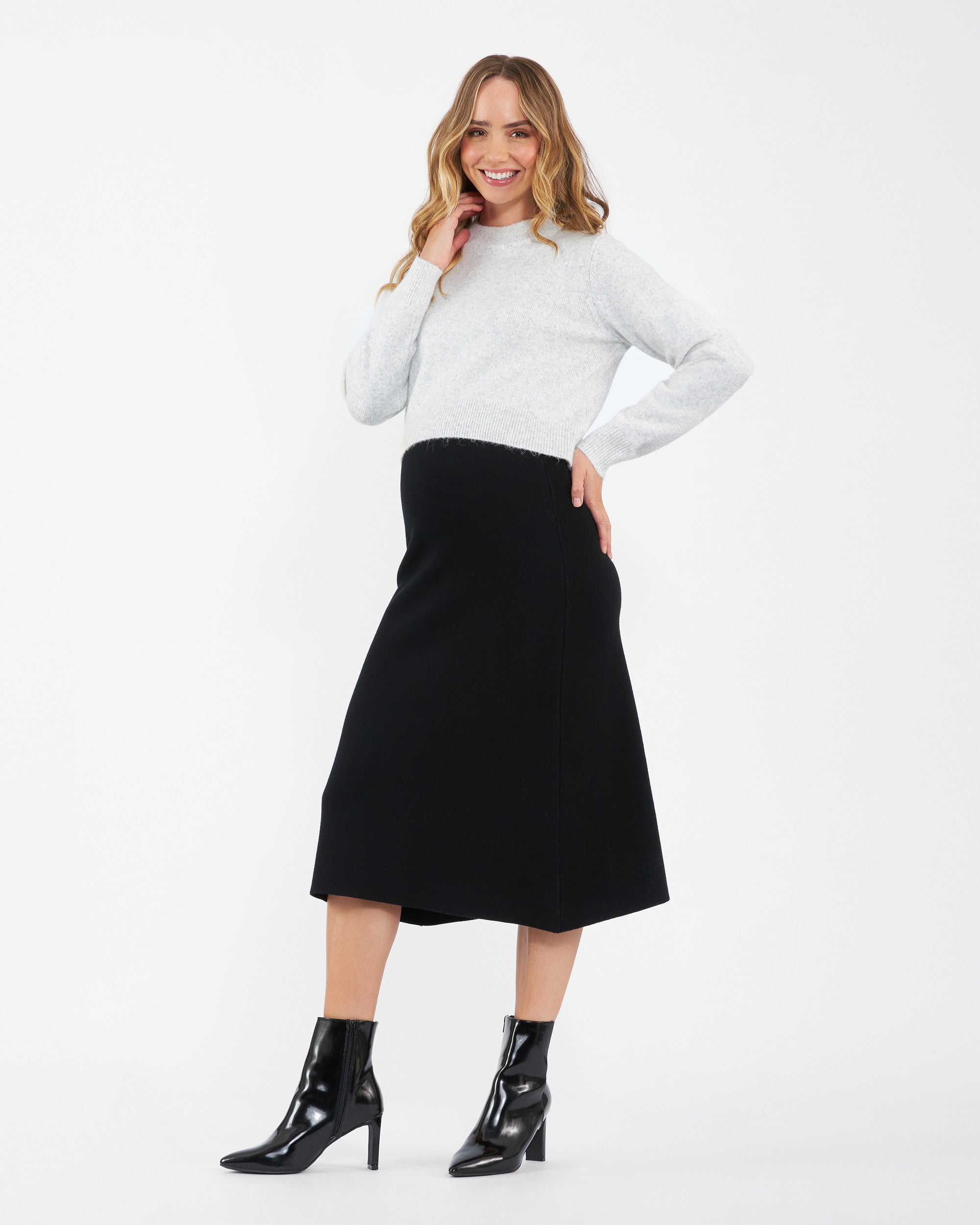 A-Line Knit Skirt Black