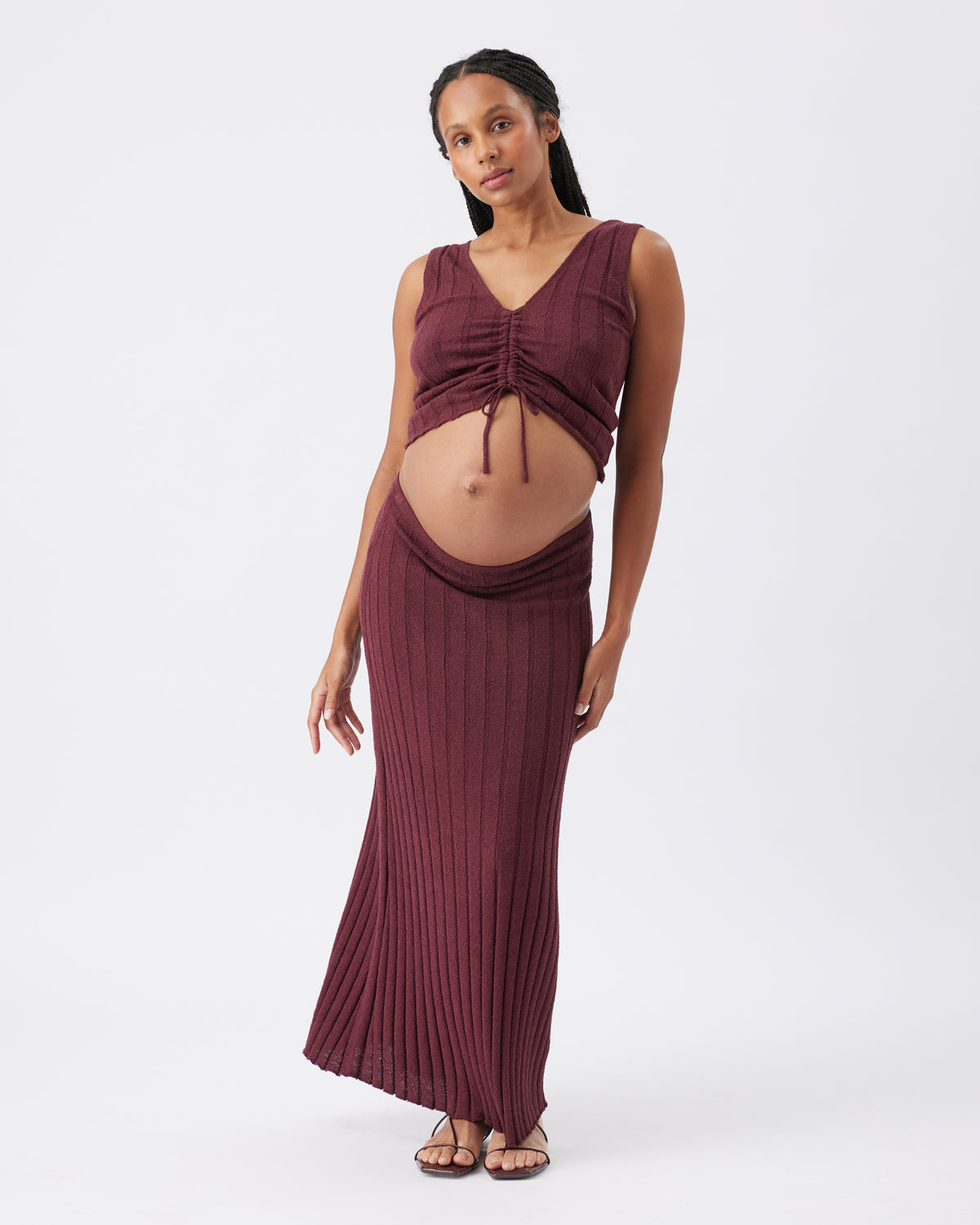 Charli Rib Knit Skirt  Maroon