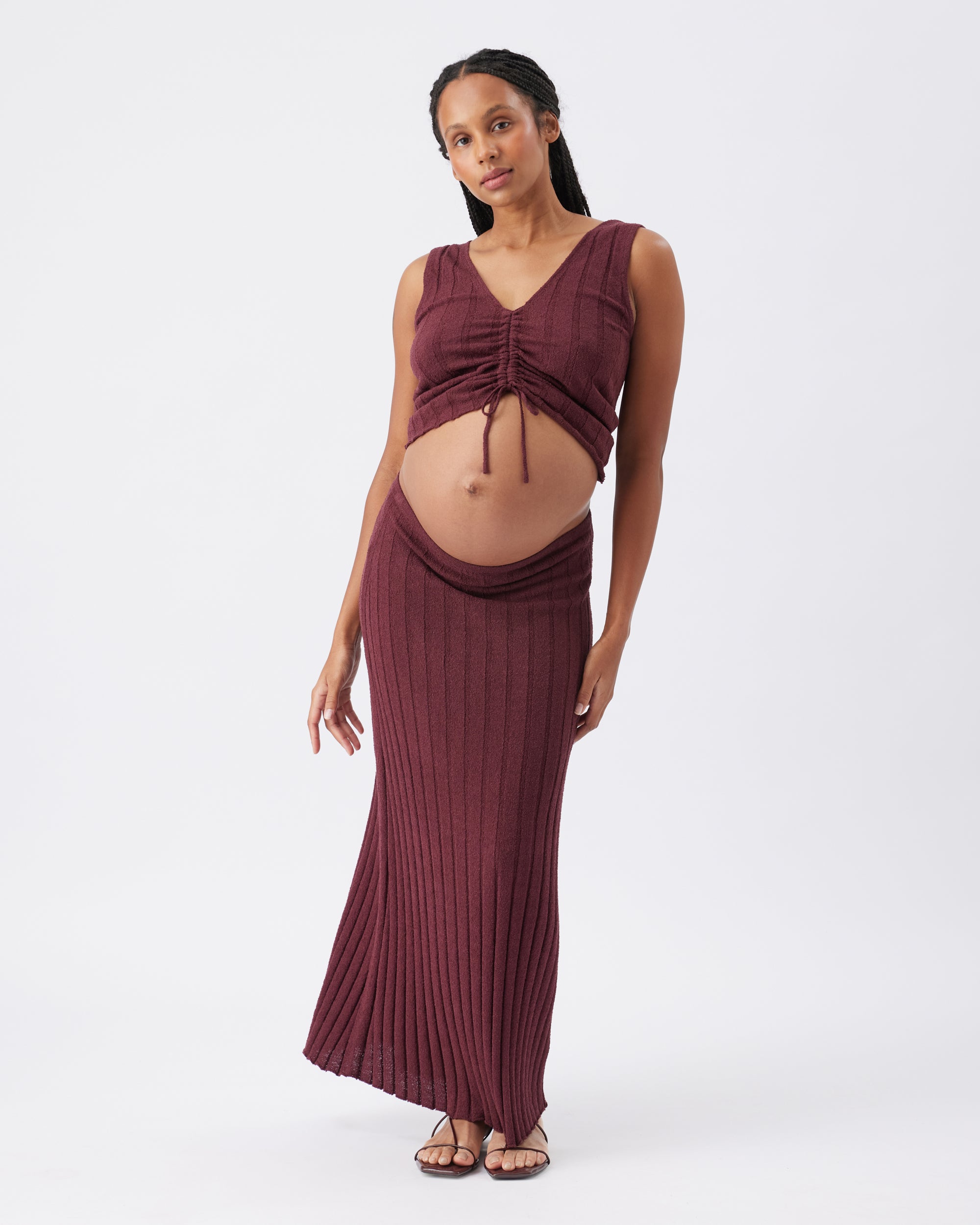 Charli Rib Knit Skirt  Maroon