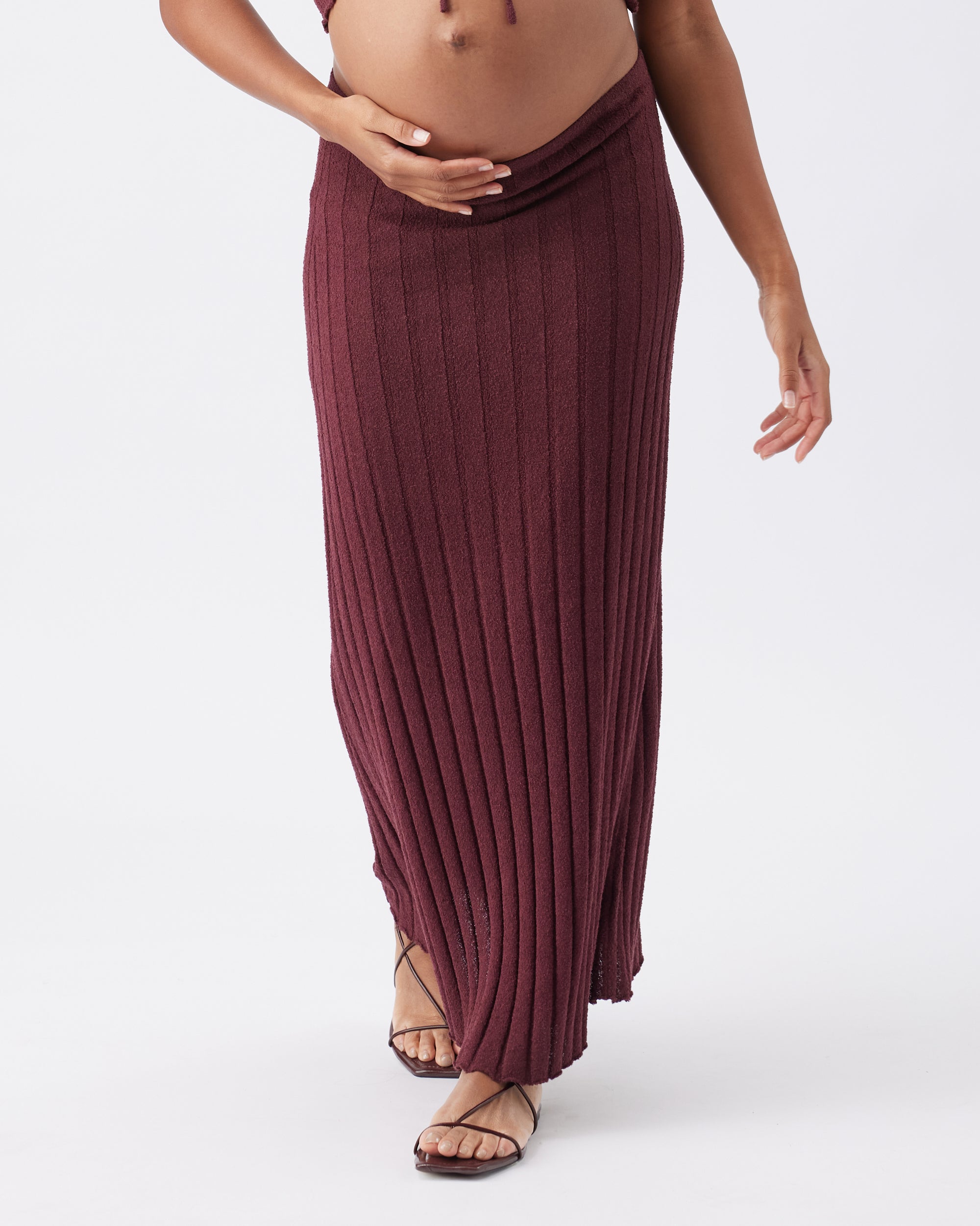 Charli Rib Knit Skirt  Maroon