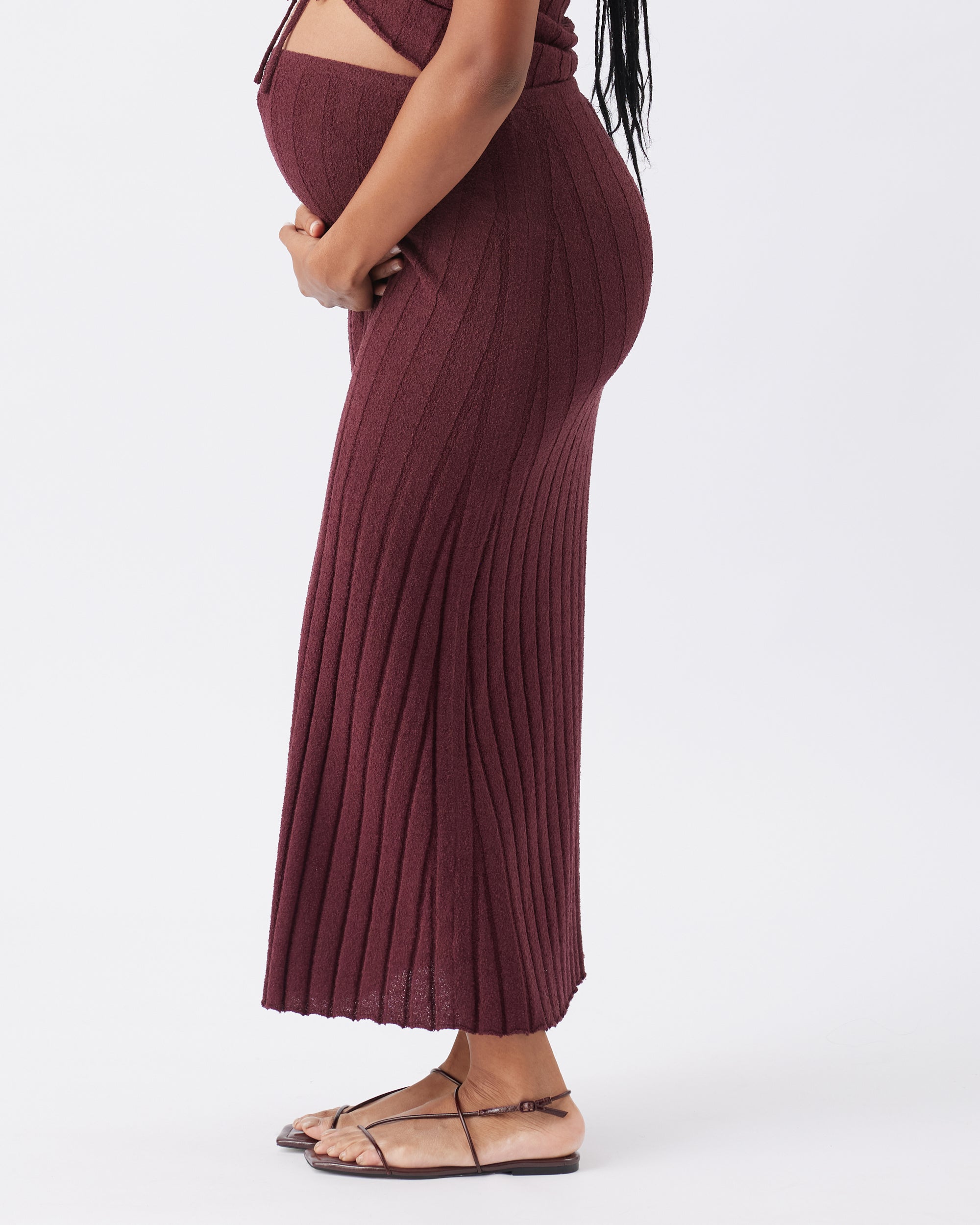 Charli Rib Knit Skirt  Maroon