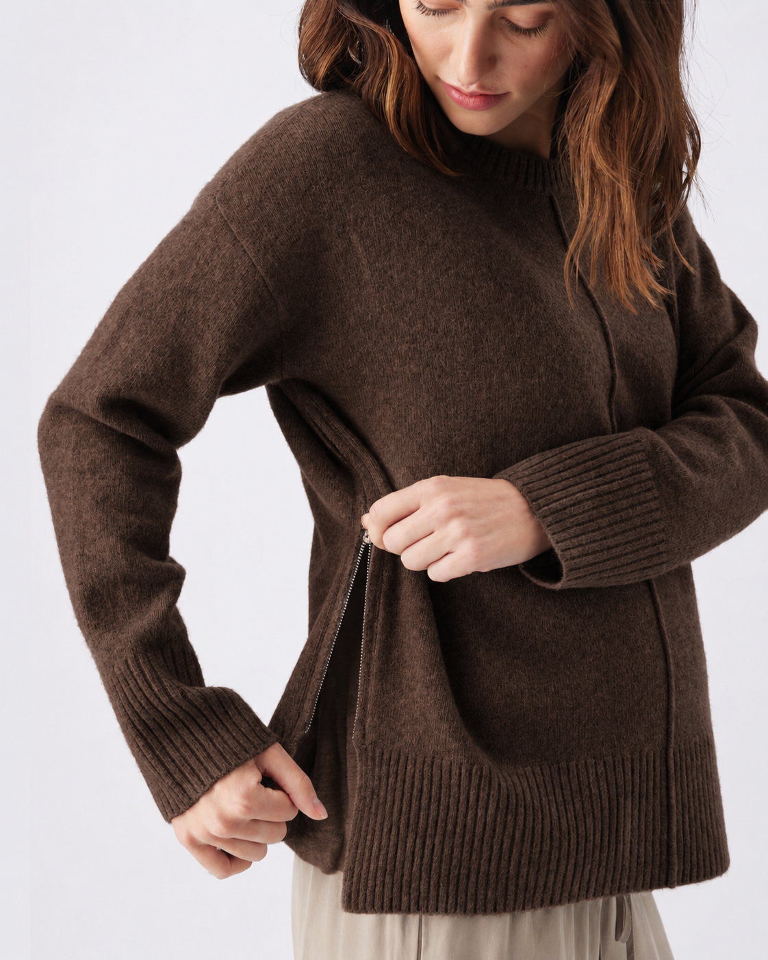 Eva Nursing Knit  Chocolate