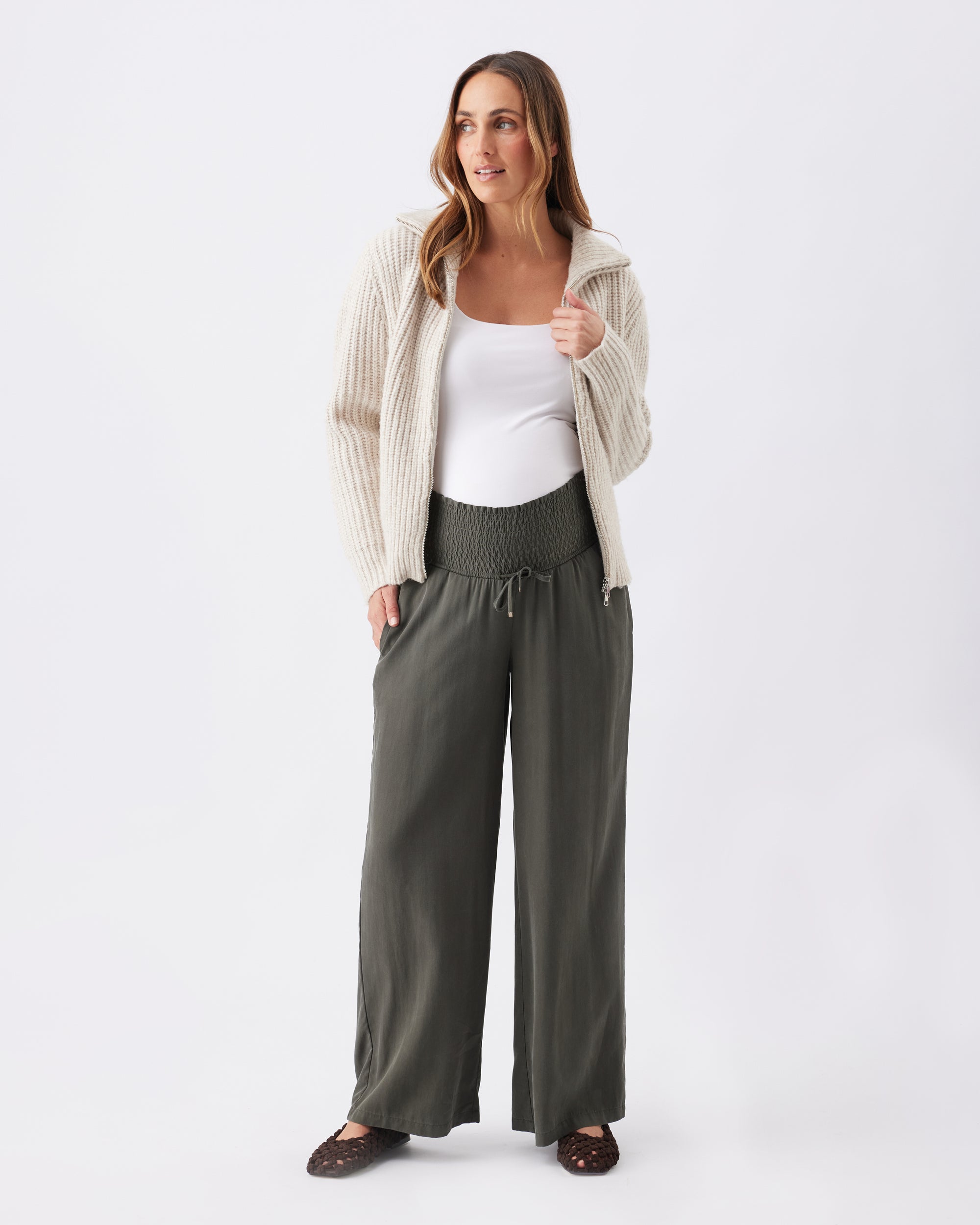 Layla Zip Through Knit - Oat Marle Layla Zip Through Knit - Oat Marle