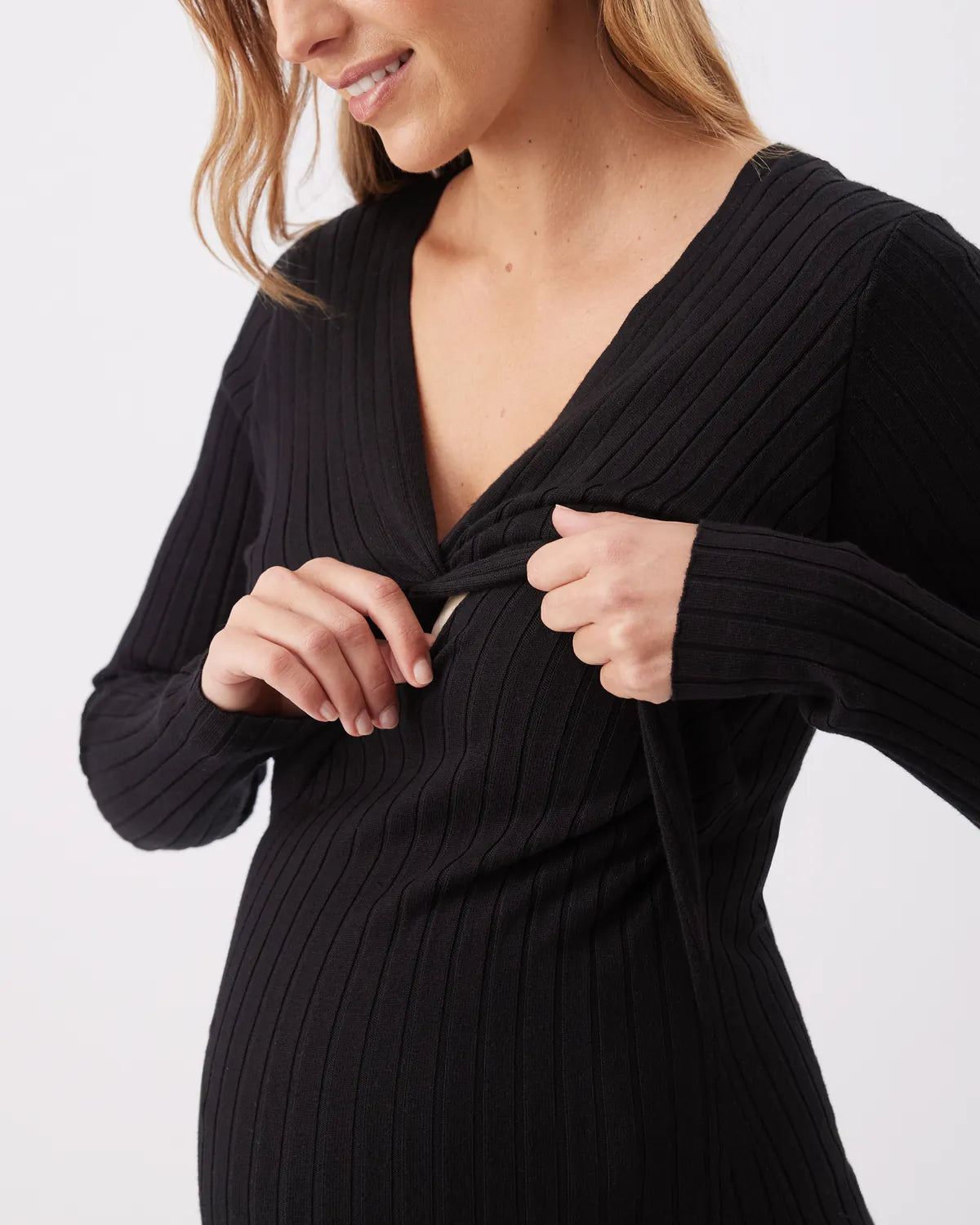 Remi Knit Nursing Dress  Black