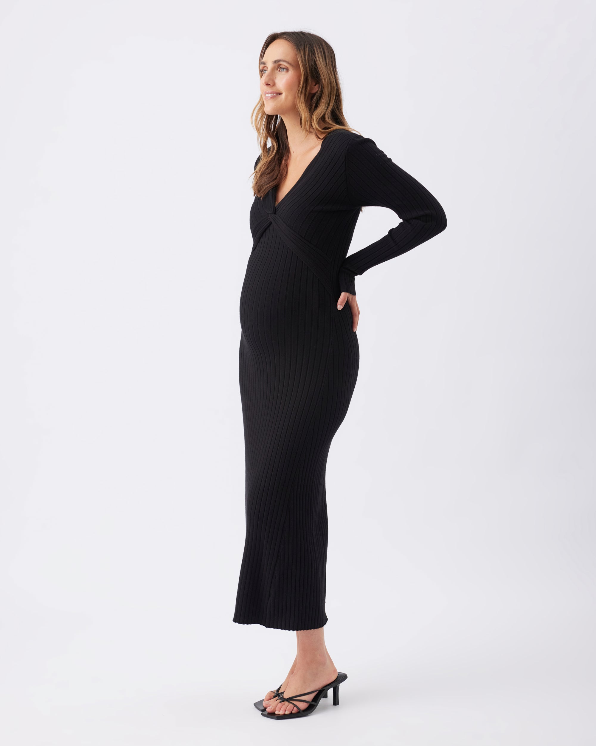 Remi Knit Nursing Dress  Black