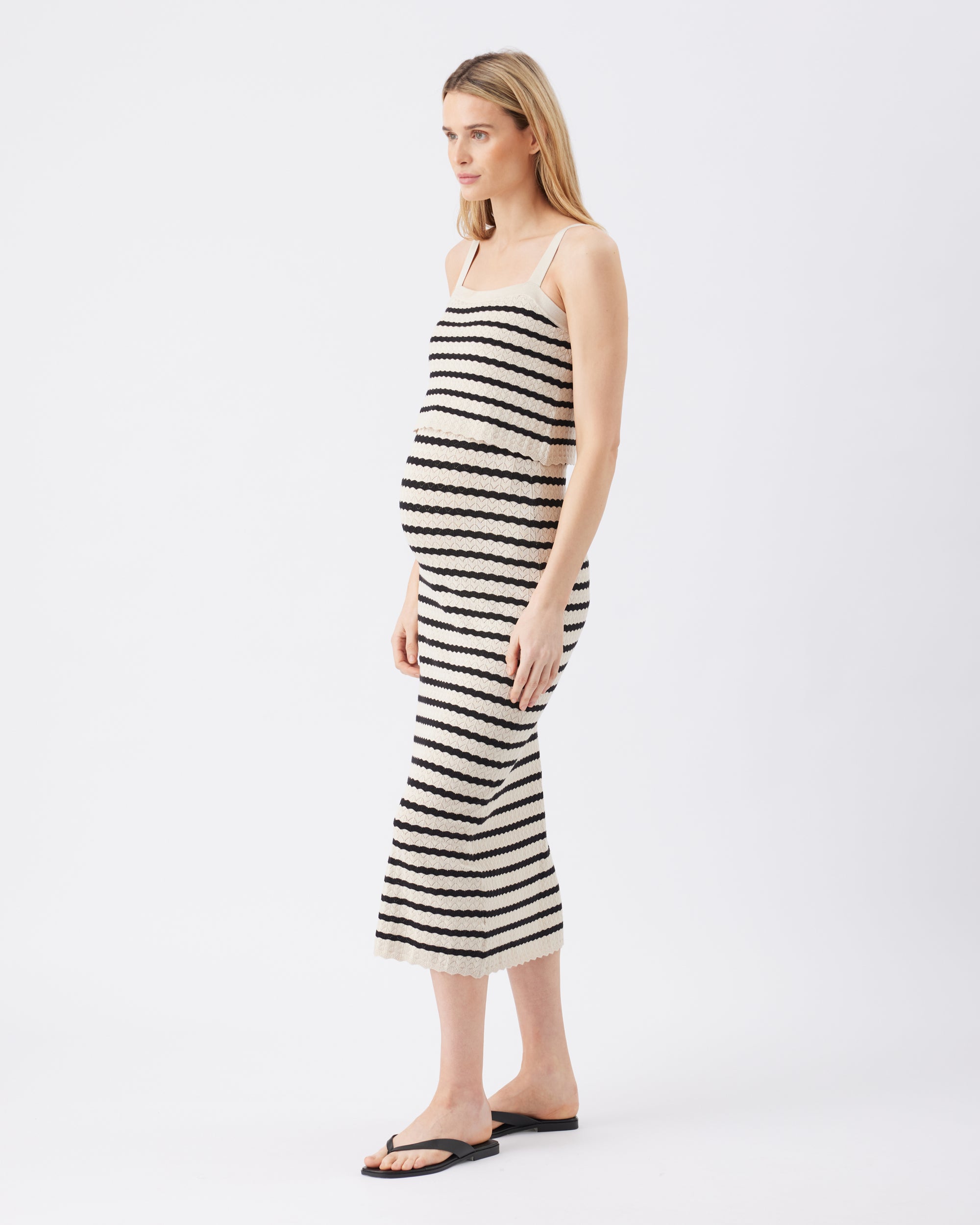 Pointelle Knit Nursing Dress  Natural / Black