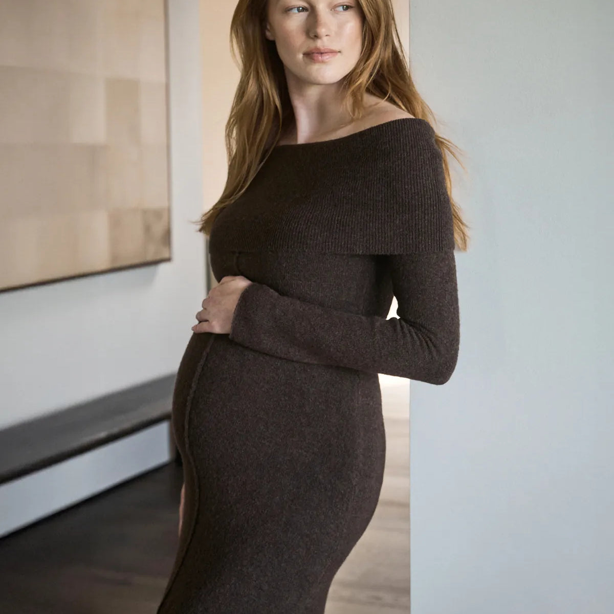 ripe maternity off the shoulder dress Ripe Maternity Maternity Luxe Knit Off Shoulder Dress