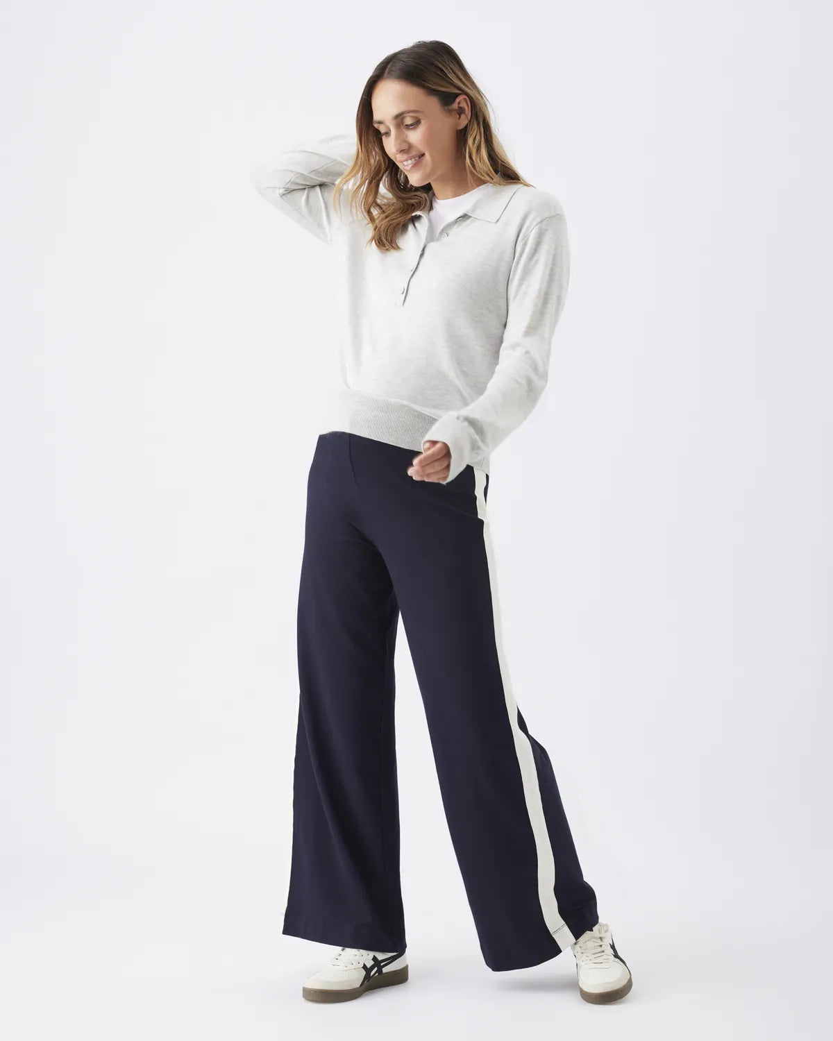 Piper Polo Nursing  Knit  Silver Marle