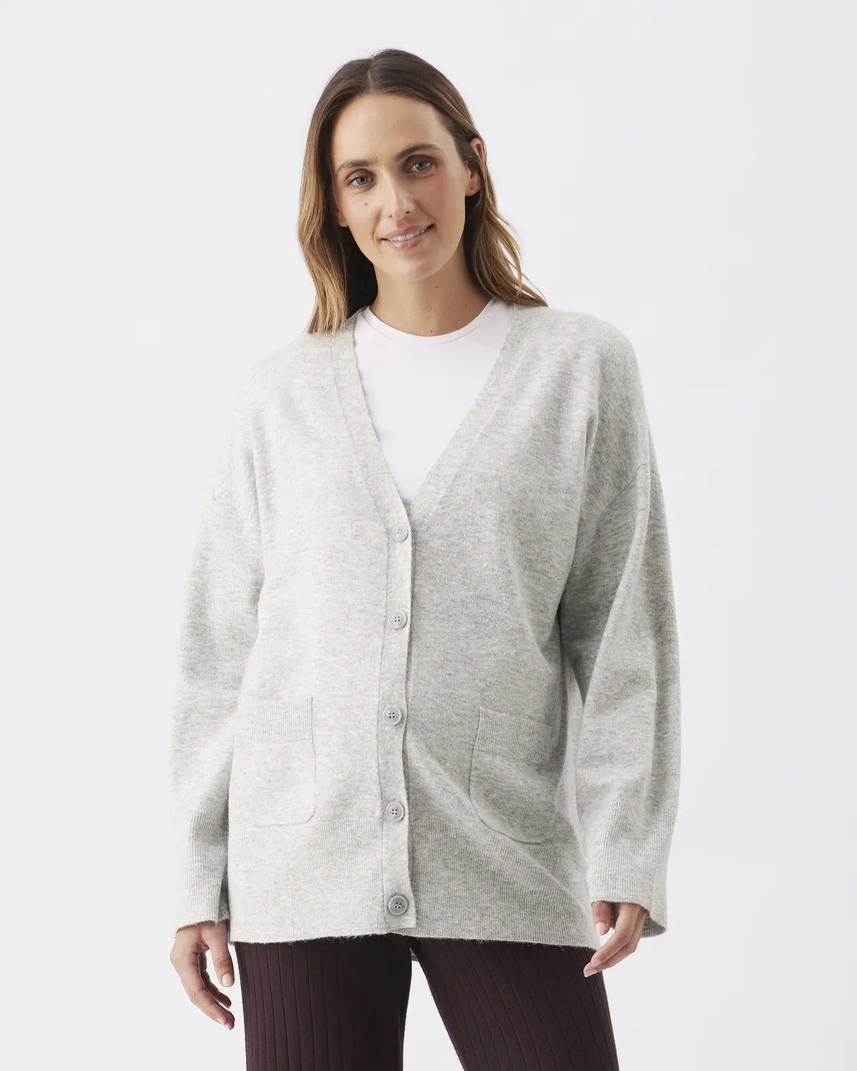 Chelsea V-Neck Cardigan  Silver Marle