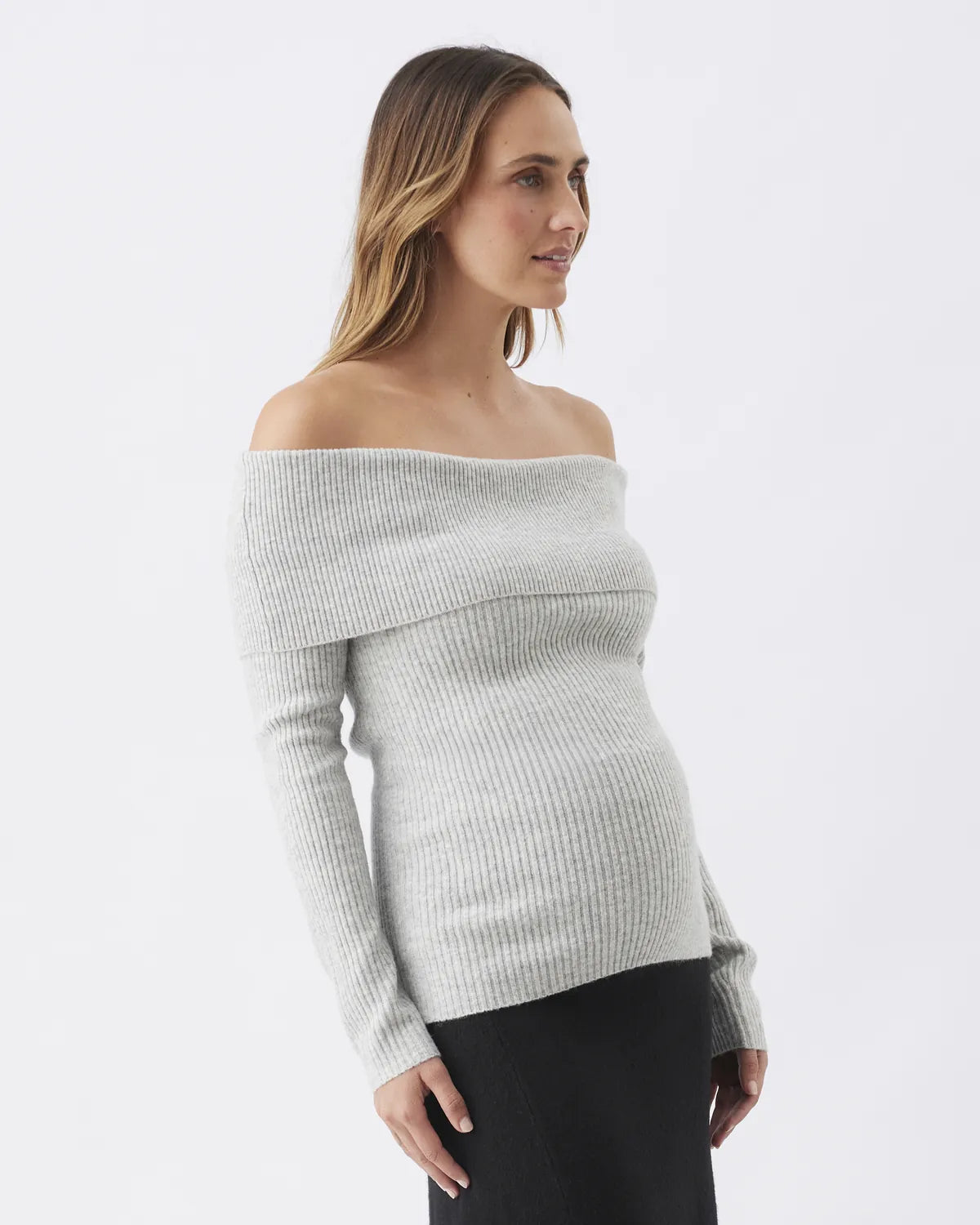 Maisy Off Shoulder Knit   Silver Marle