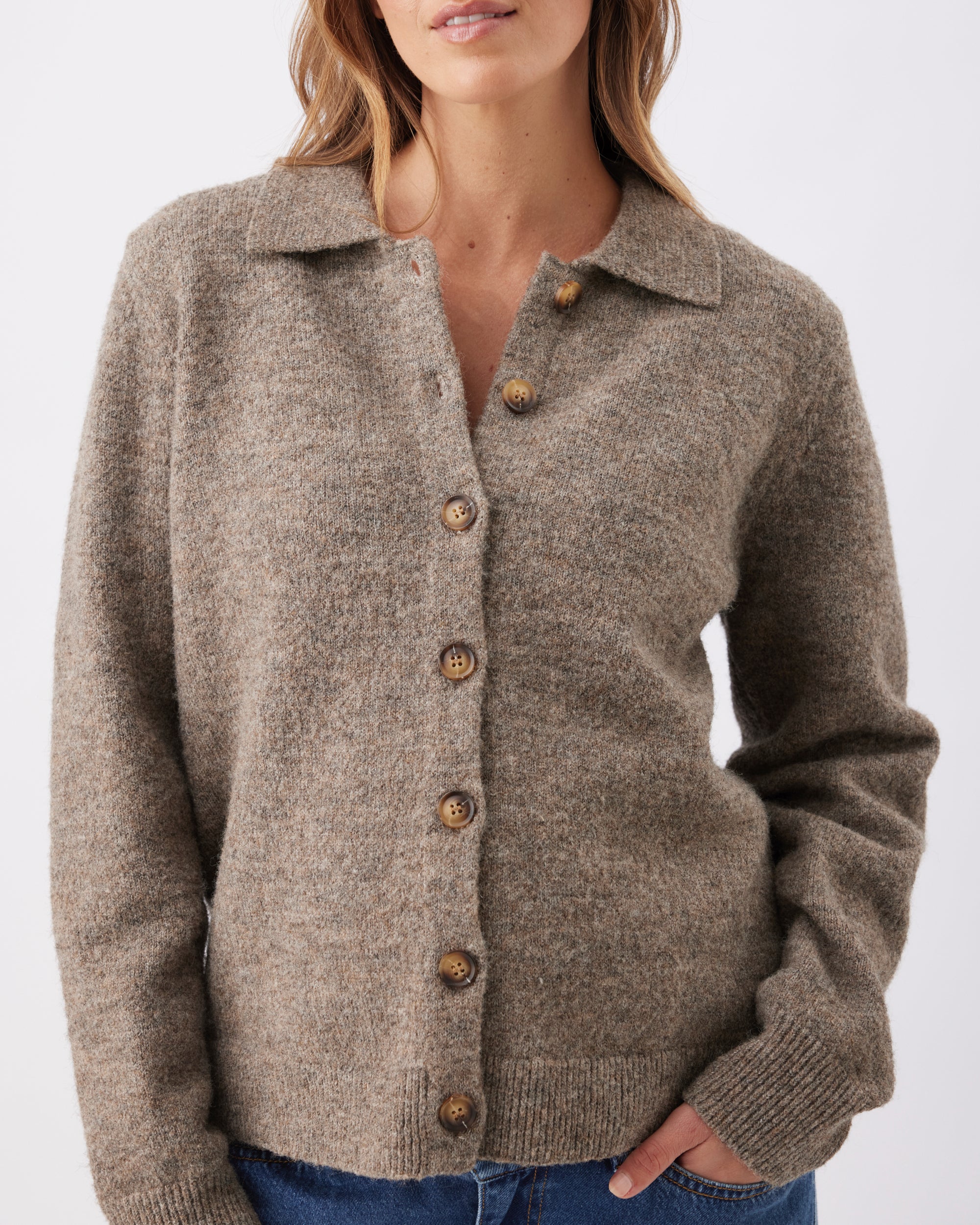 Brodie Collared Cardigan Truffle