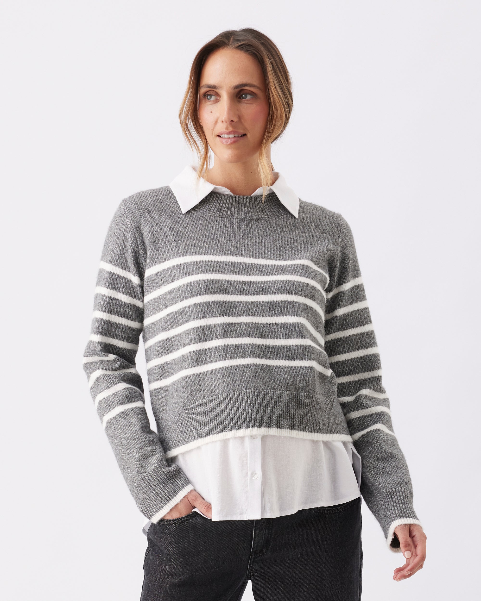 Montana Knit  Grey Marle / White