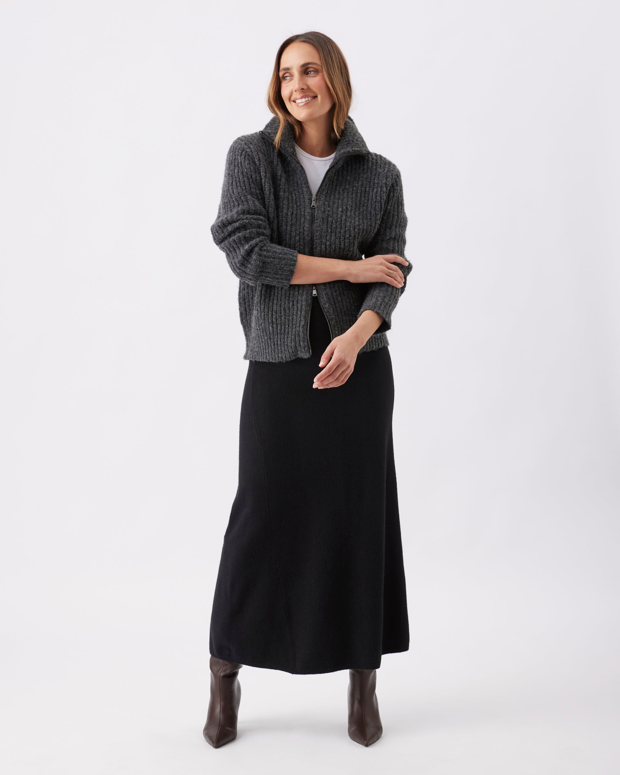 Annie Aline Knit Skirt Black