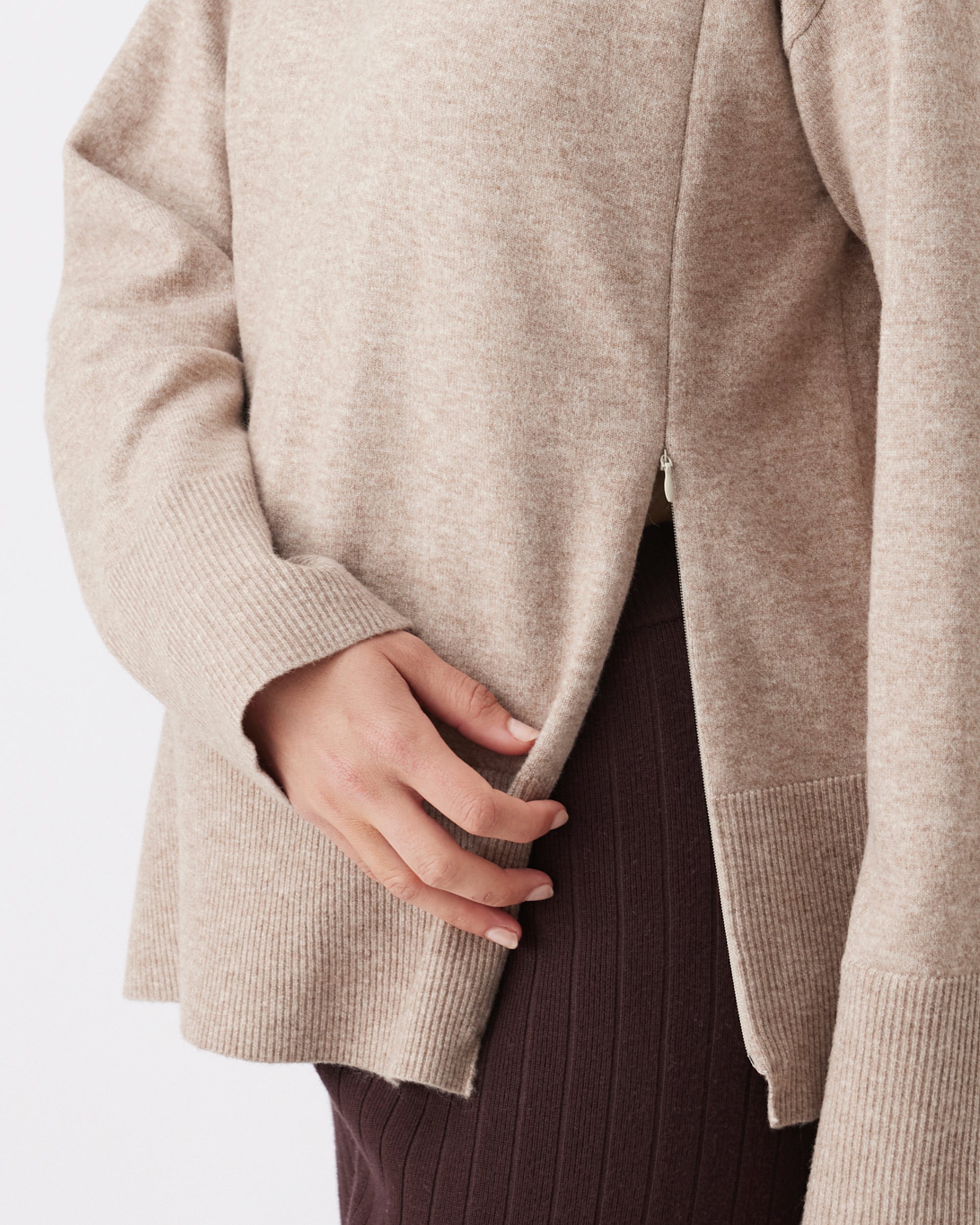 Finley Nursing Knit Hoodie   Latte