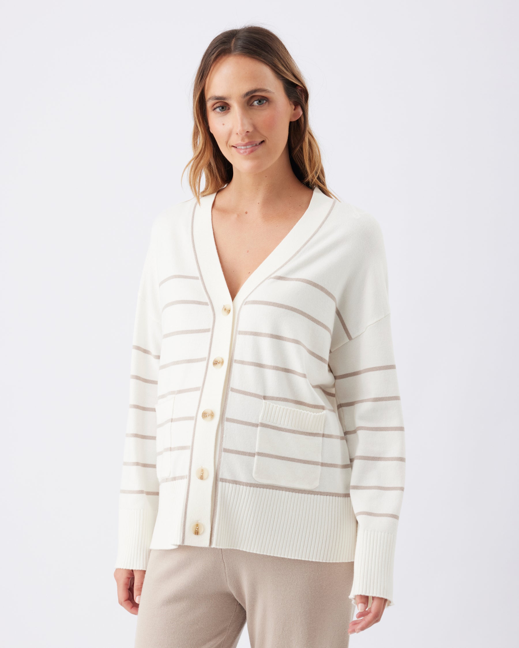 Ellis Knit Cardigan Off White / Stone