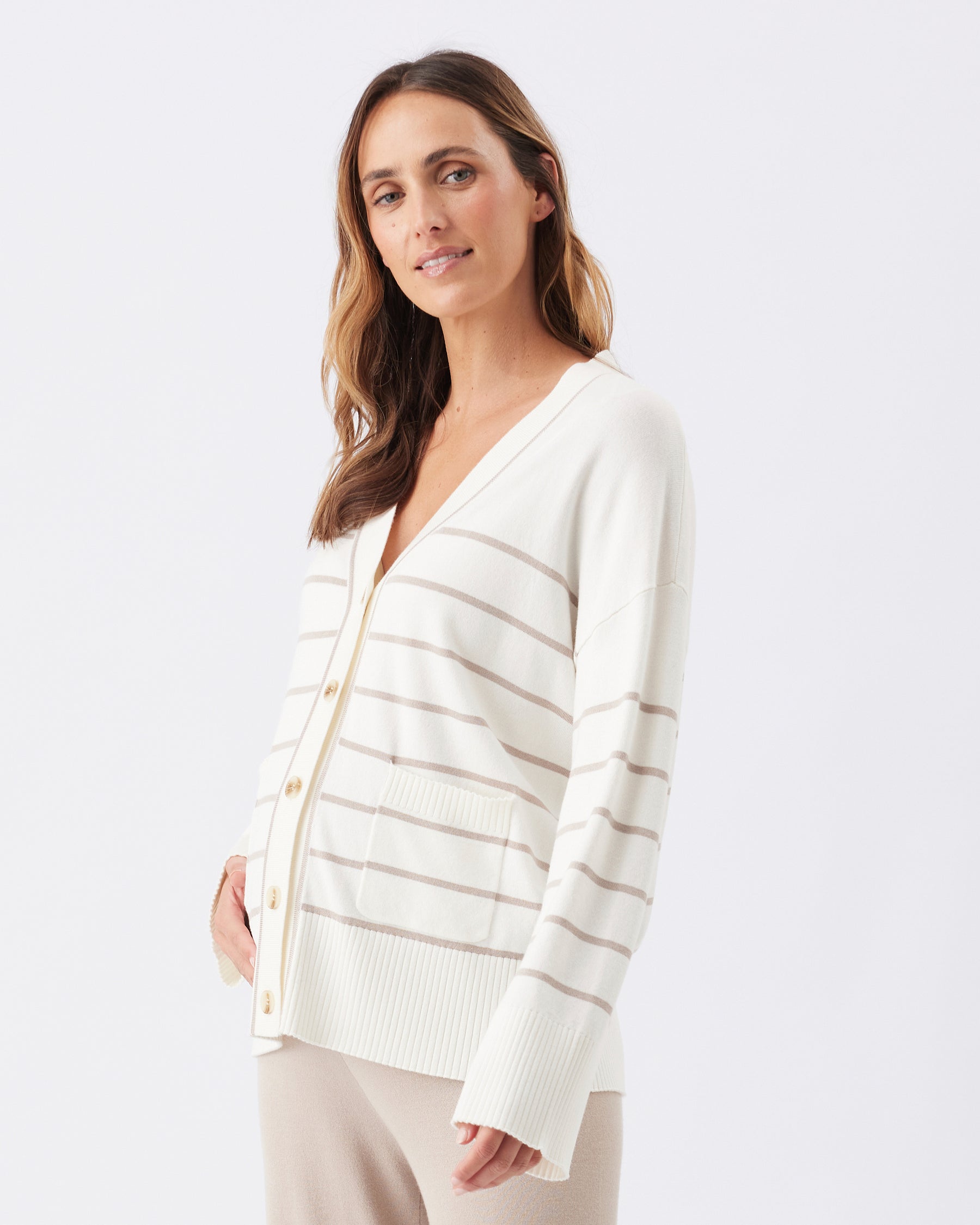 Ellis Knit Cardigan Off White / Stone
