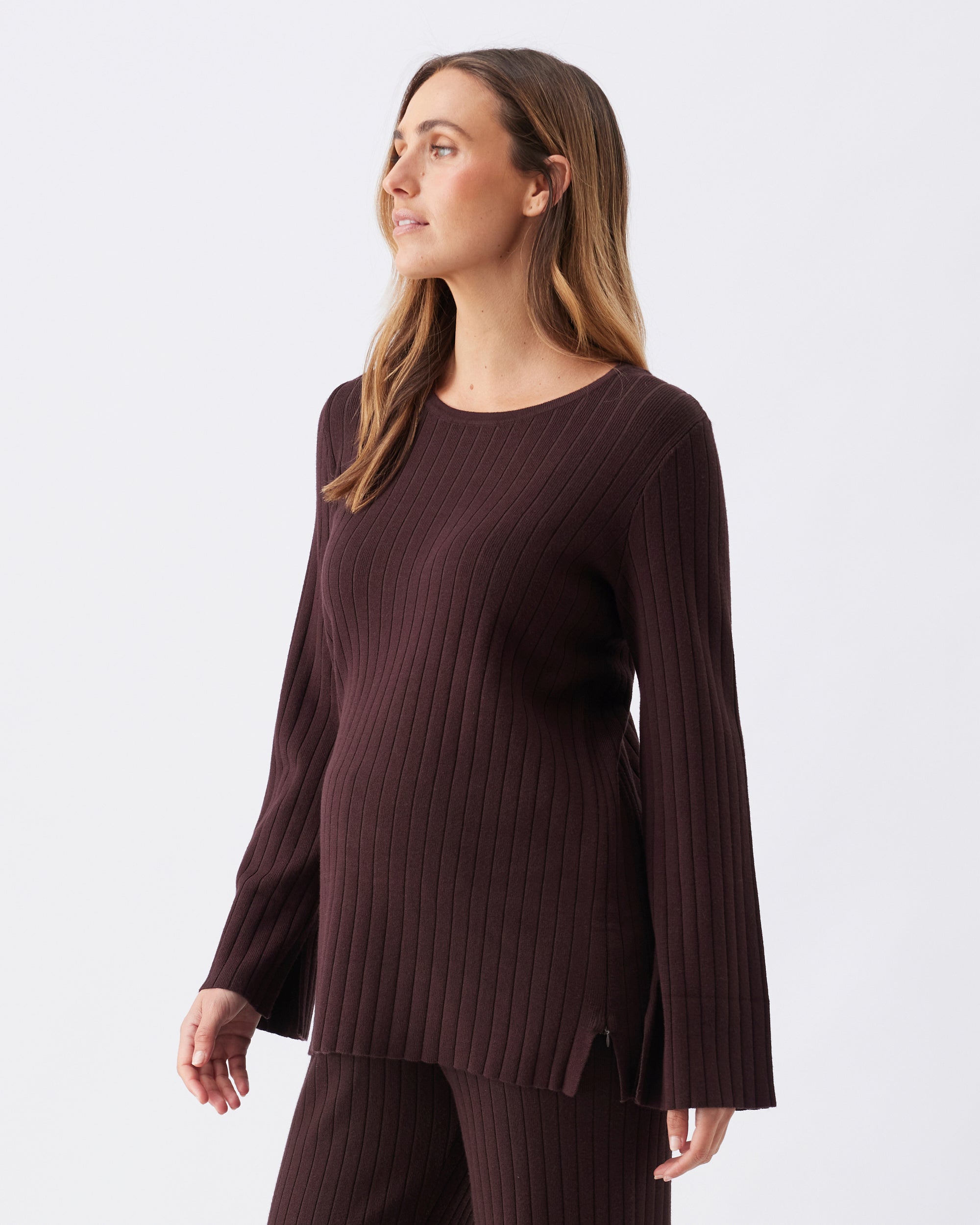 Dallas Rib Knit Nursing Top Cocoa