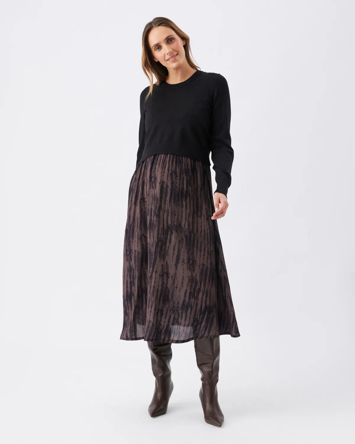 Maia Detachable Nursing Dress Black / Mocha
