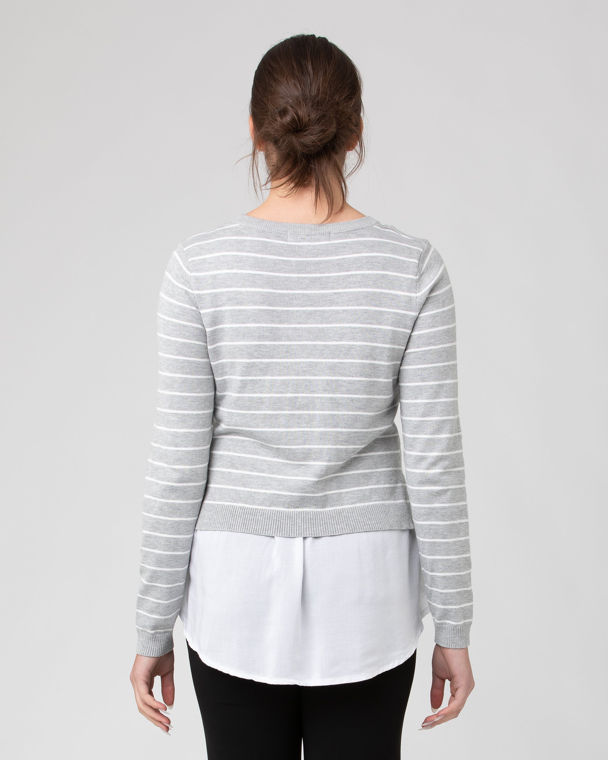 Sia Nursing Knit Silver Marle / White