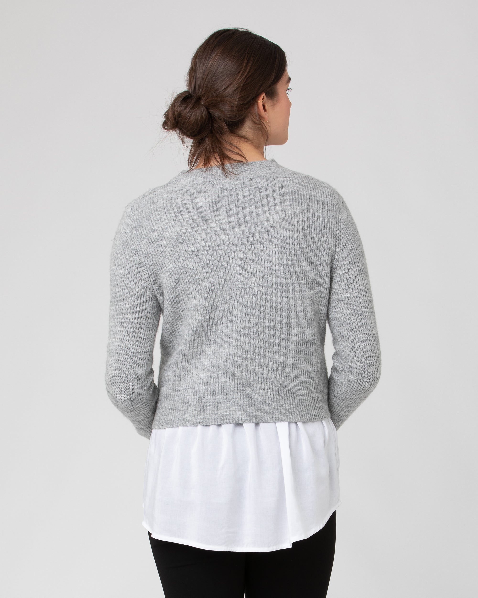 Mandy Detachable Nursing Knit Grey Marle