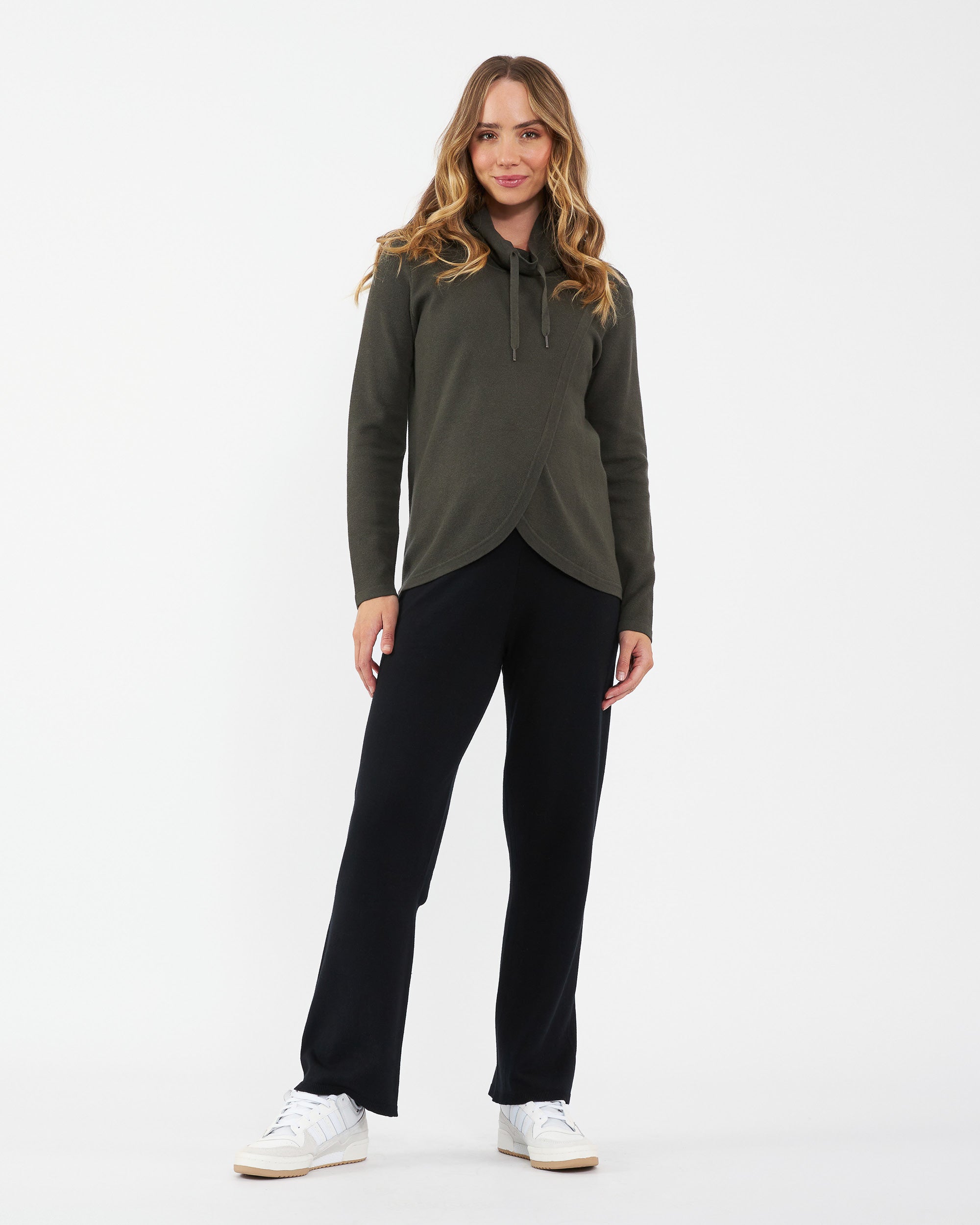 Cassie Cross Over Nursing Knit Khaki