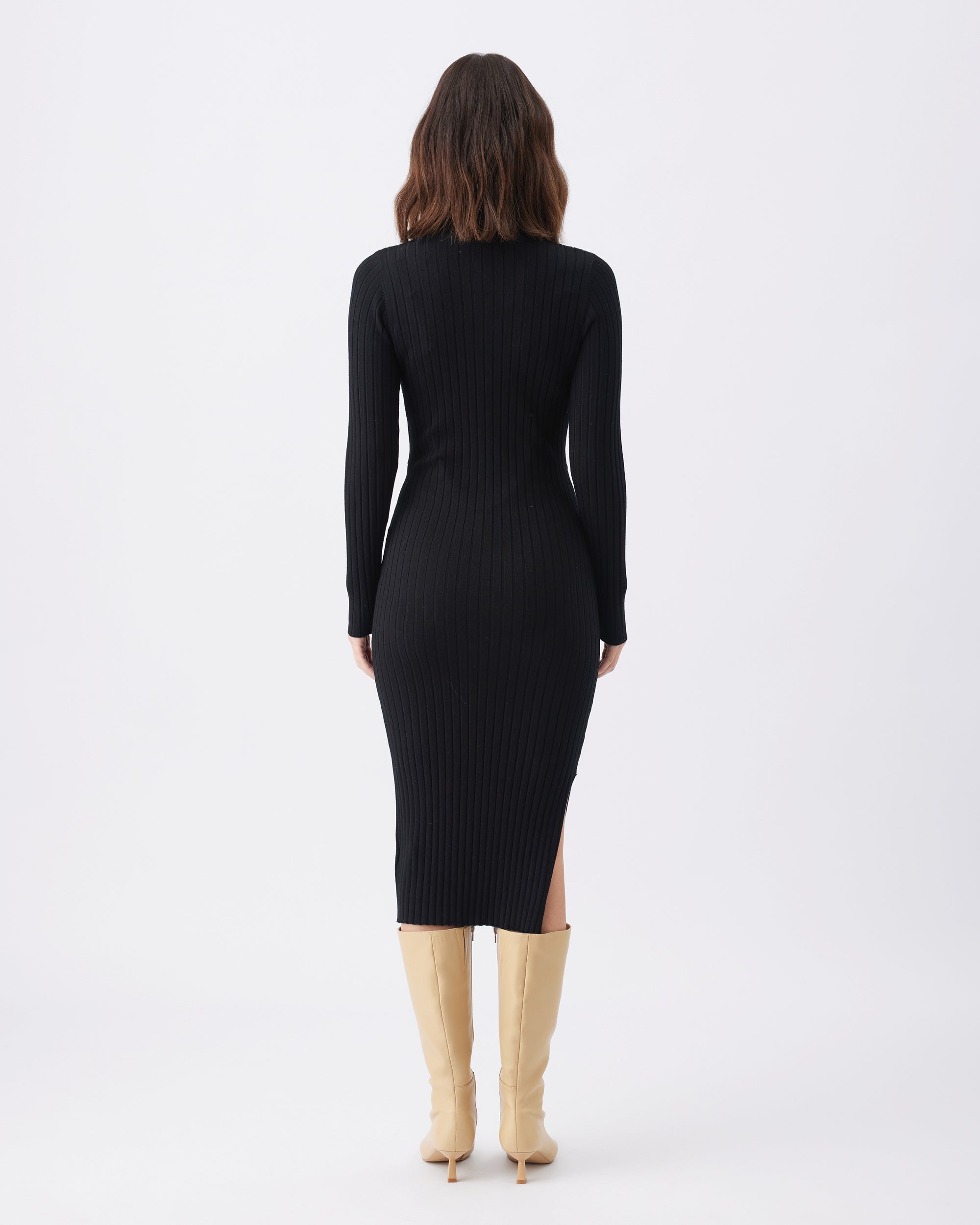 Nella Rib Nursing Knit Dress  Black