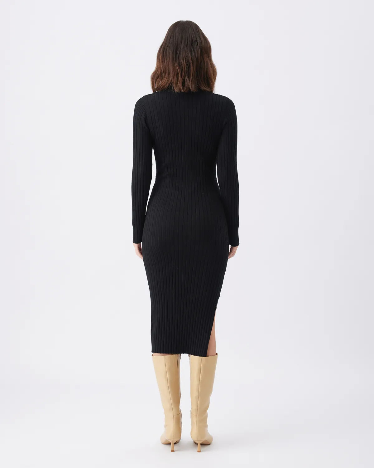 Nella Rib Nursing Knit Dress  Black