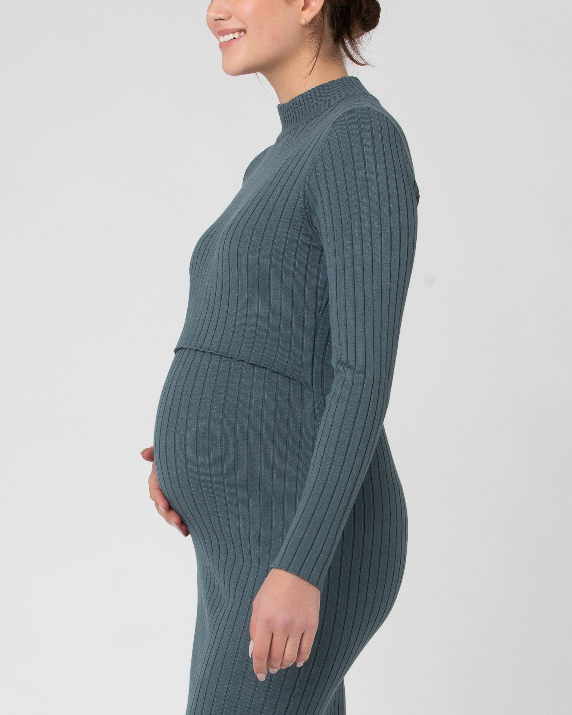 Nella Rib Nursing Knit Dress  Teal