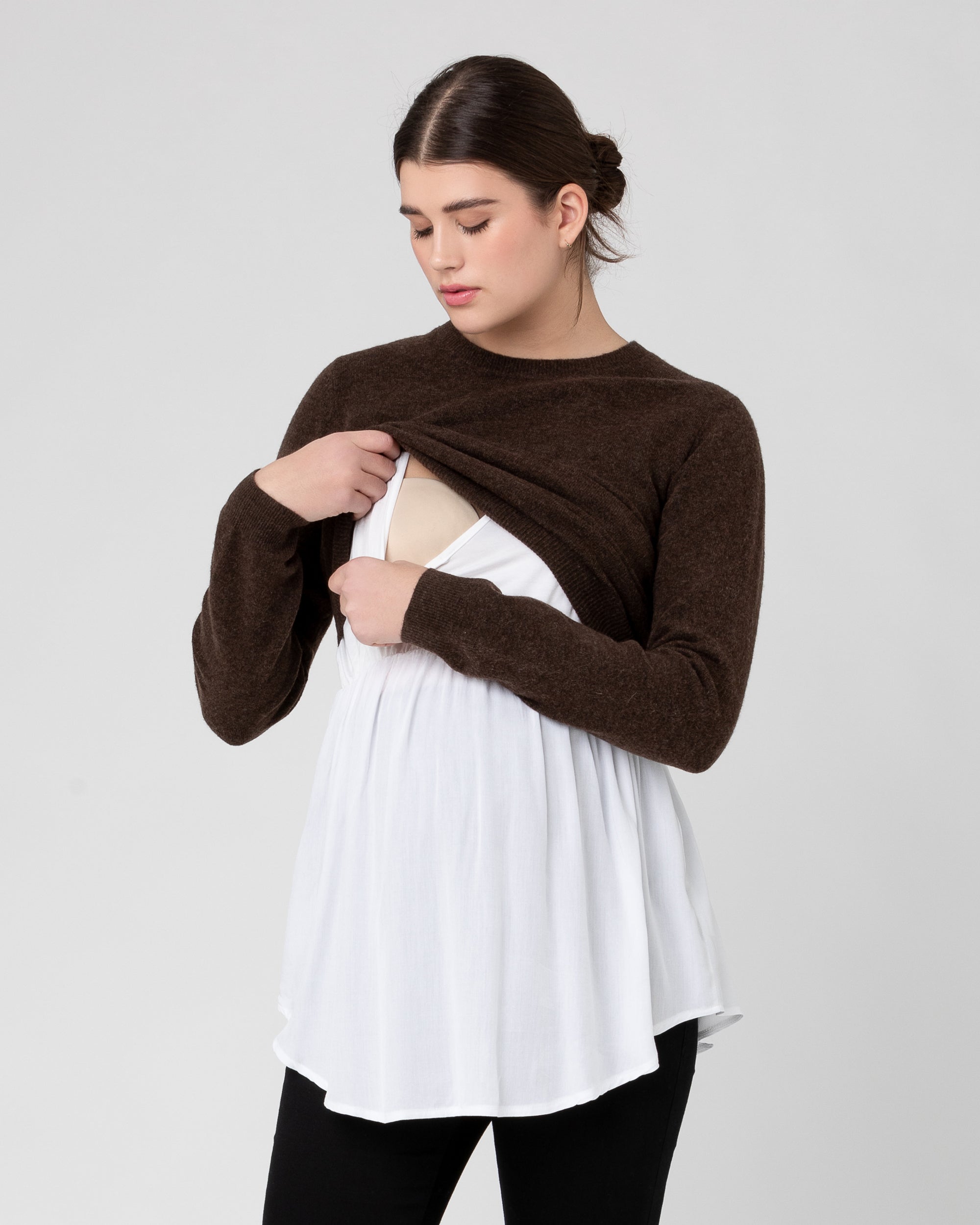 Sandy Detachable Nursing Knit  Chocolate