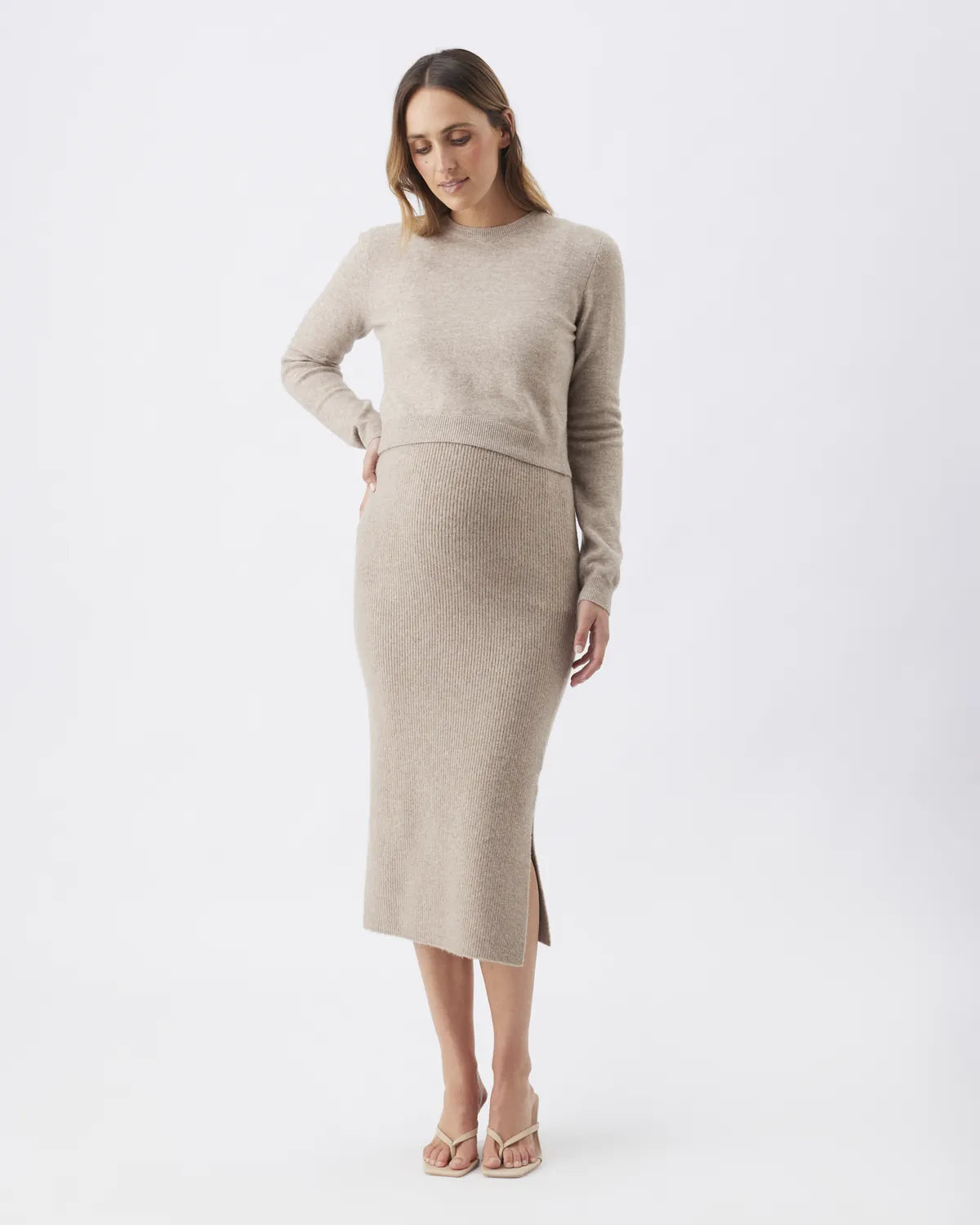 Sandy Detachable Nursing Knit  Latte