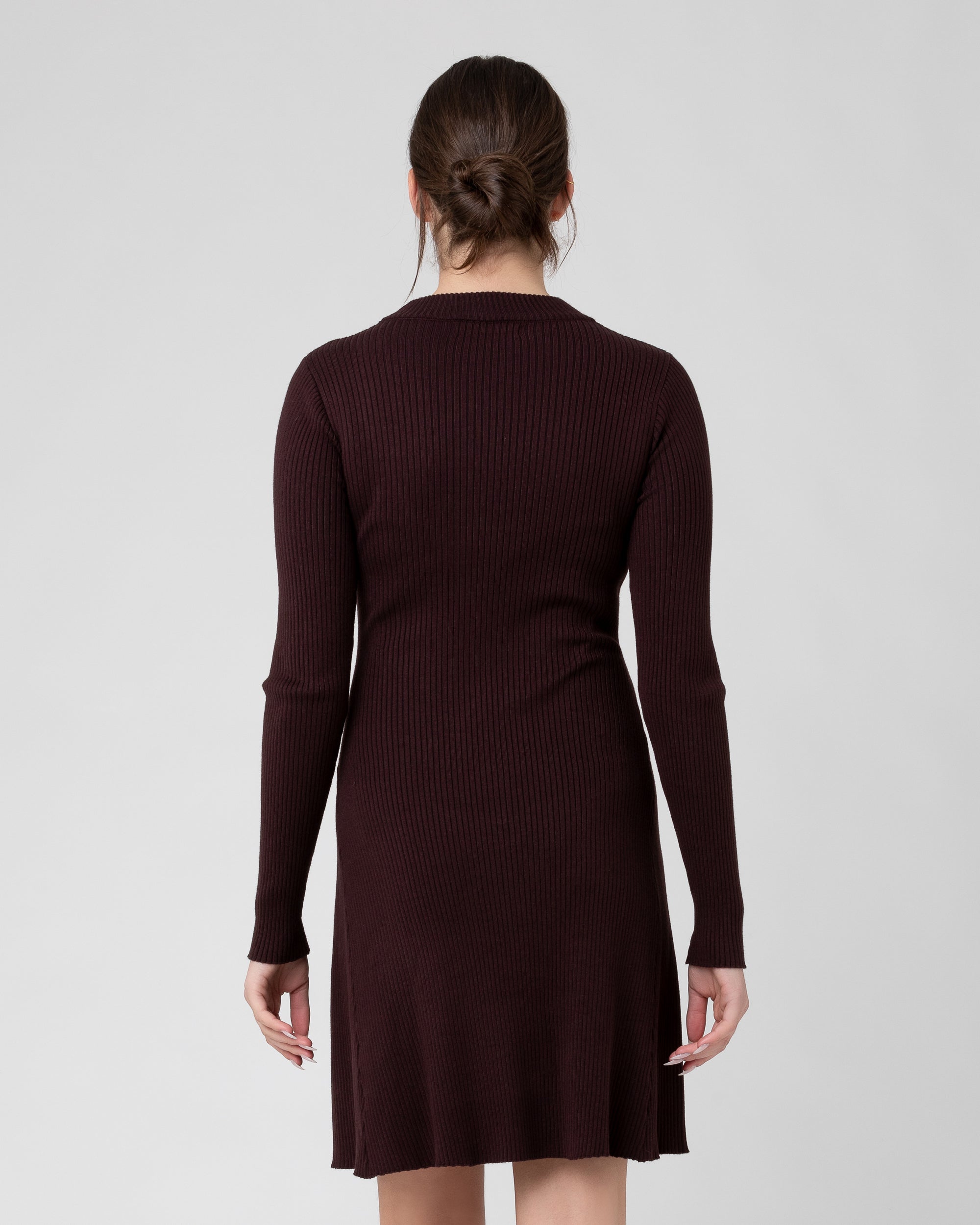 Hailey Rib Knit Nursing Dress Chocolate