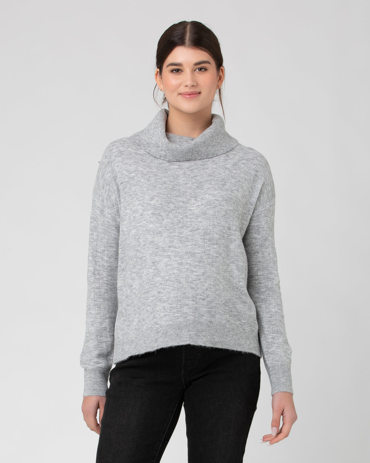 Riley Roll Neck Knit Silver Marle