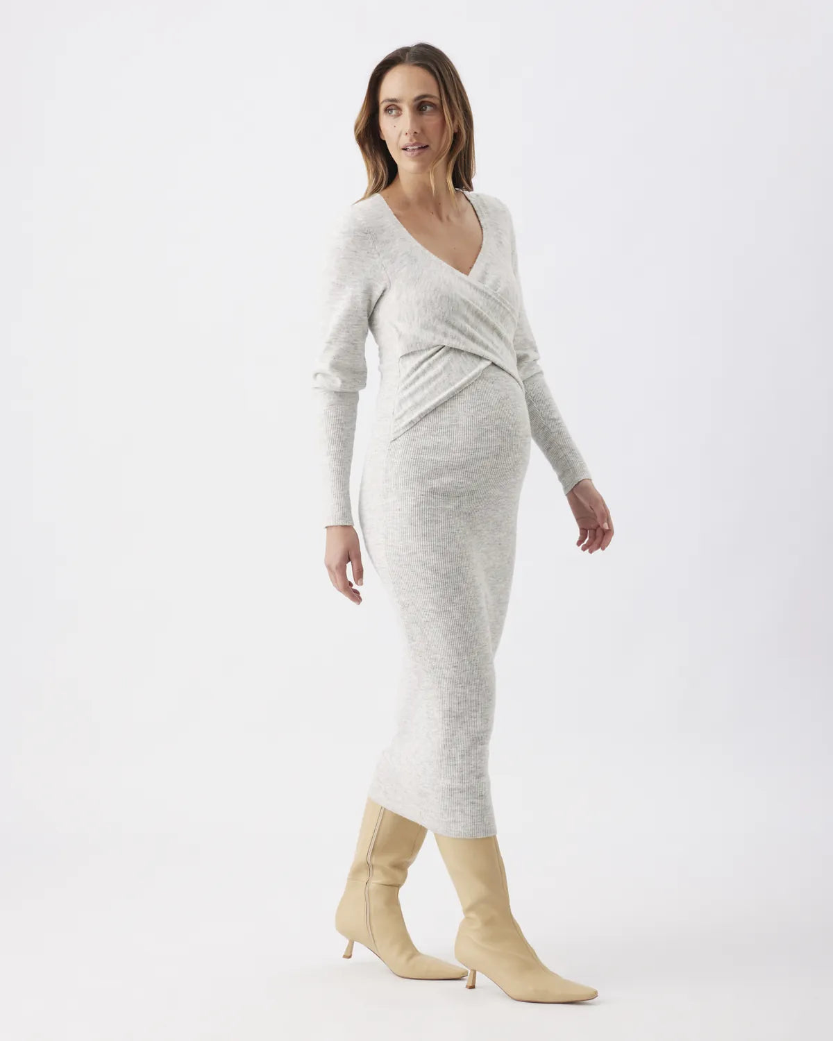 Heidi Nursing Knit Dress  Snow Marle