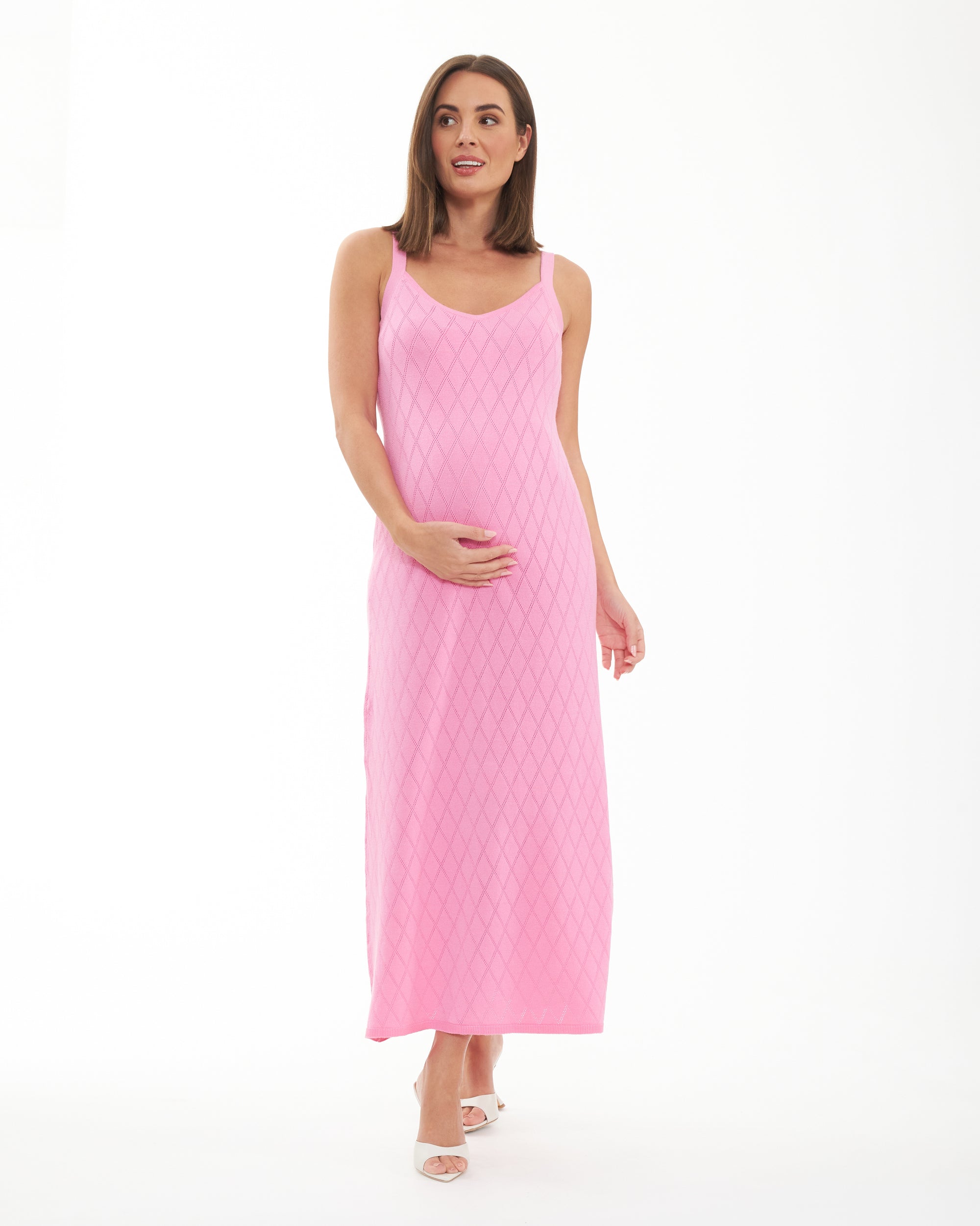 Skyla Pointelle Knit Dress  Bubble Gum