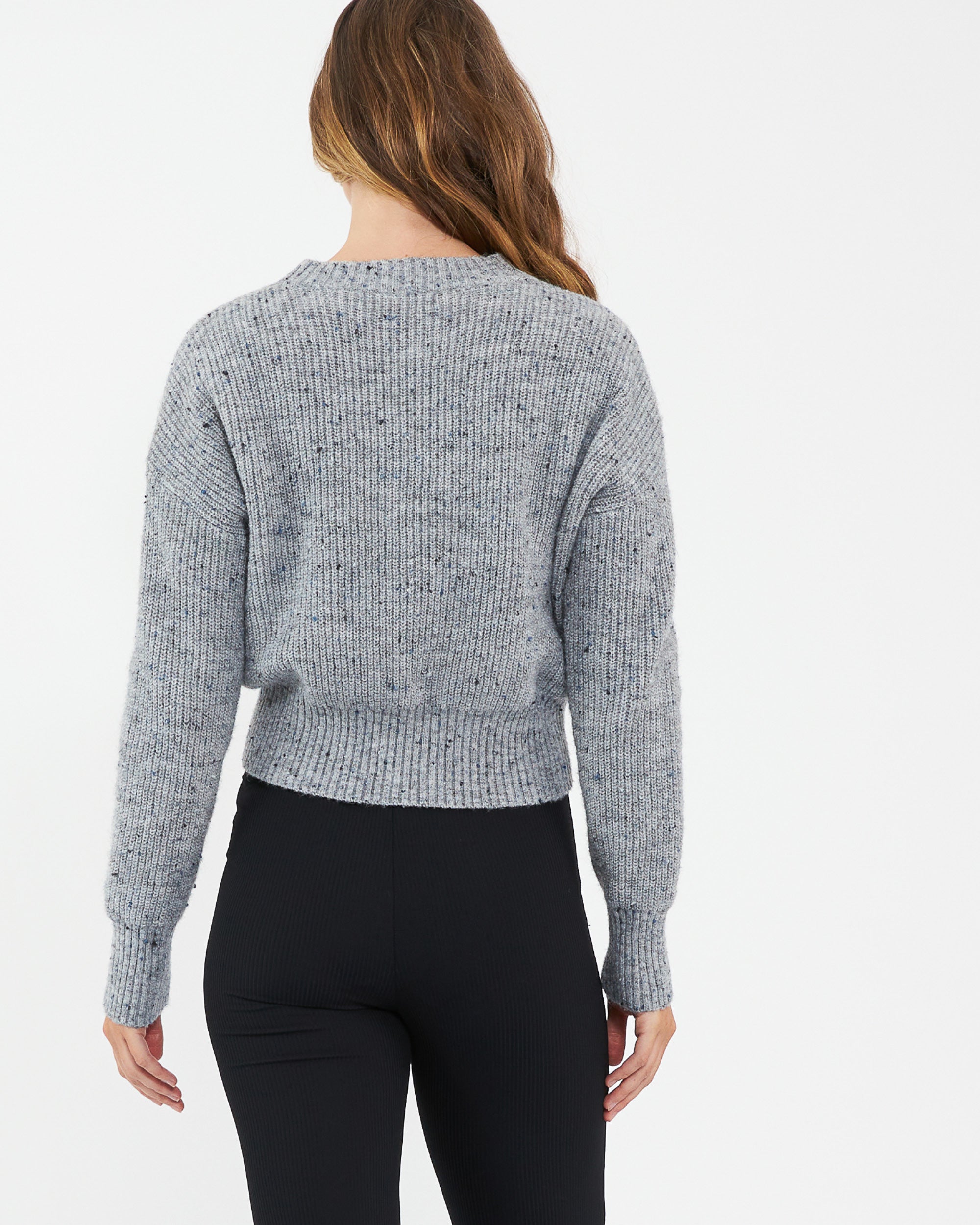 Bonnie Tie Front Knit - Grey Marle