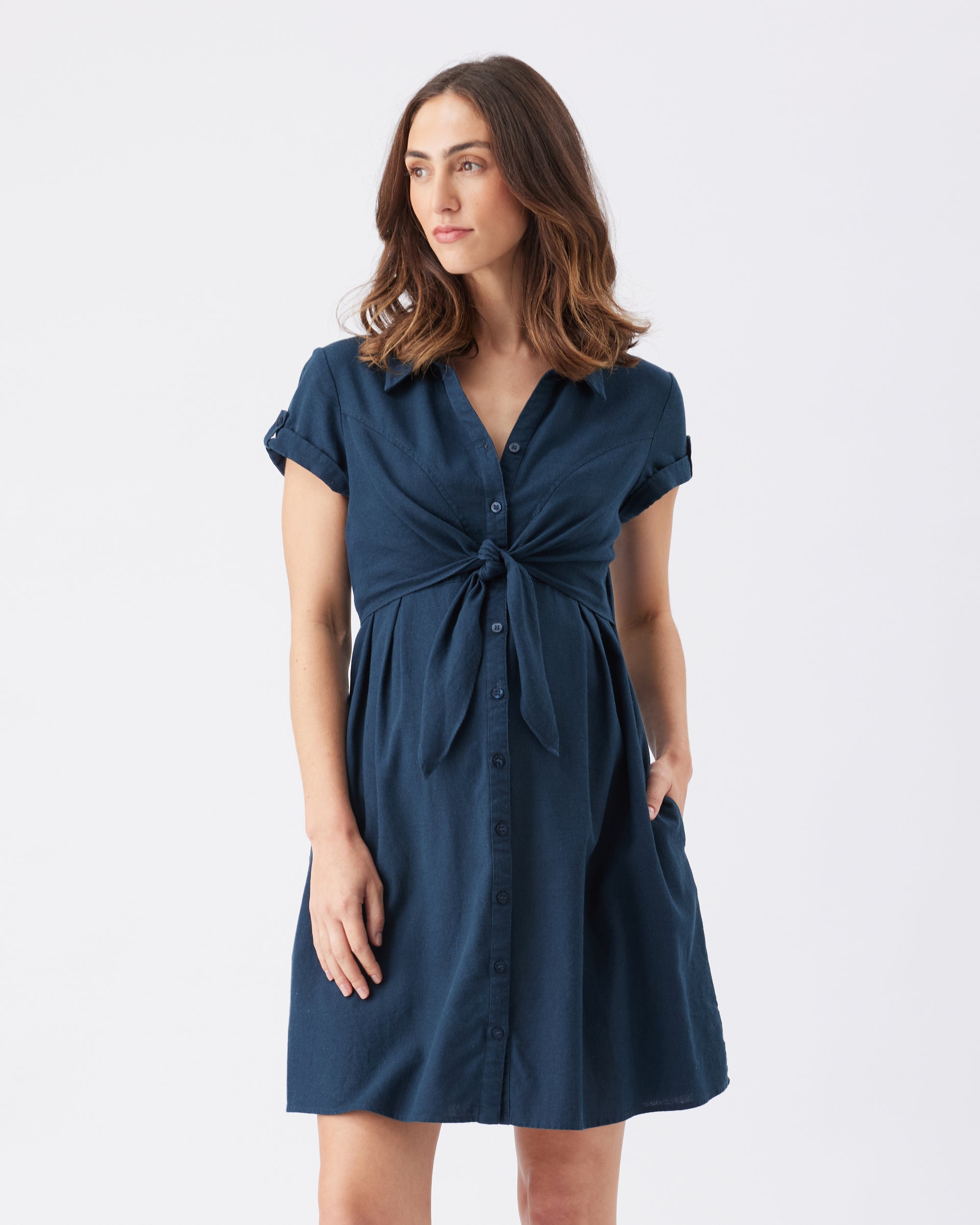 Colette Tie Up Linen Dress Biro