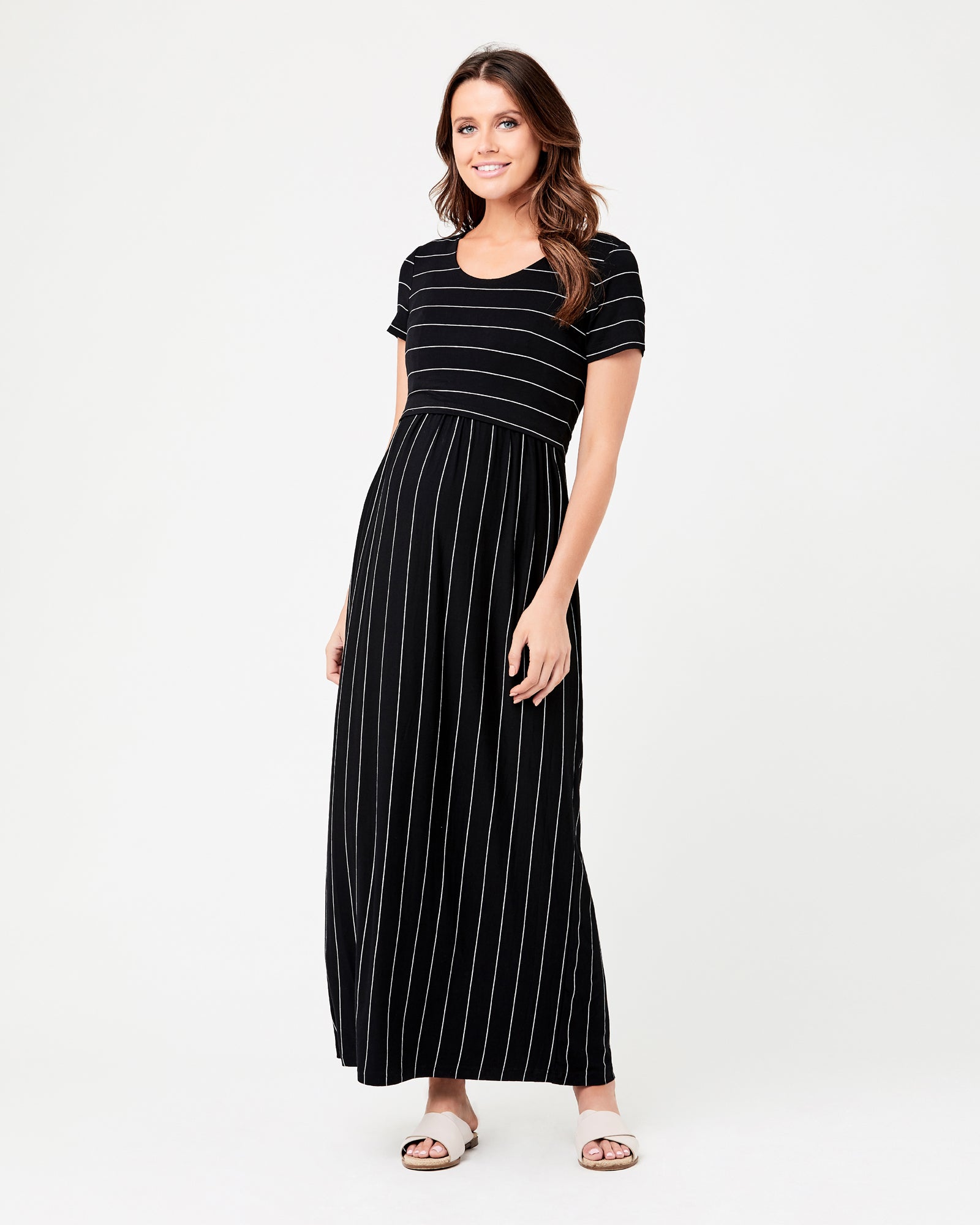 Maxi Crop Top Nursing Dress Black / Flint