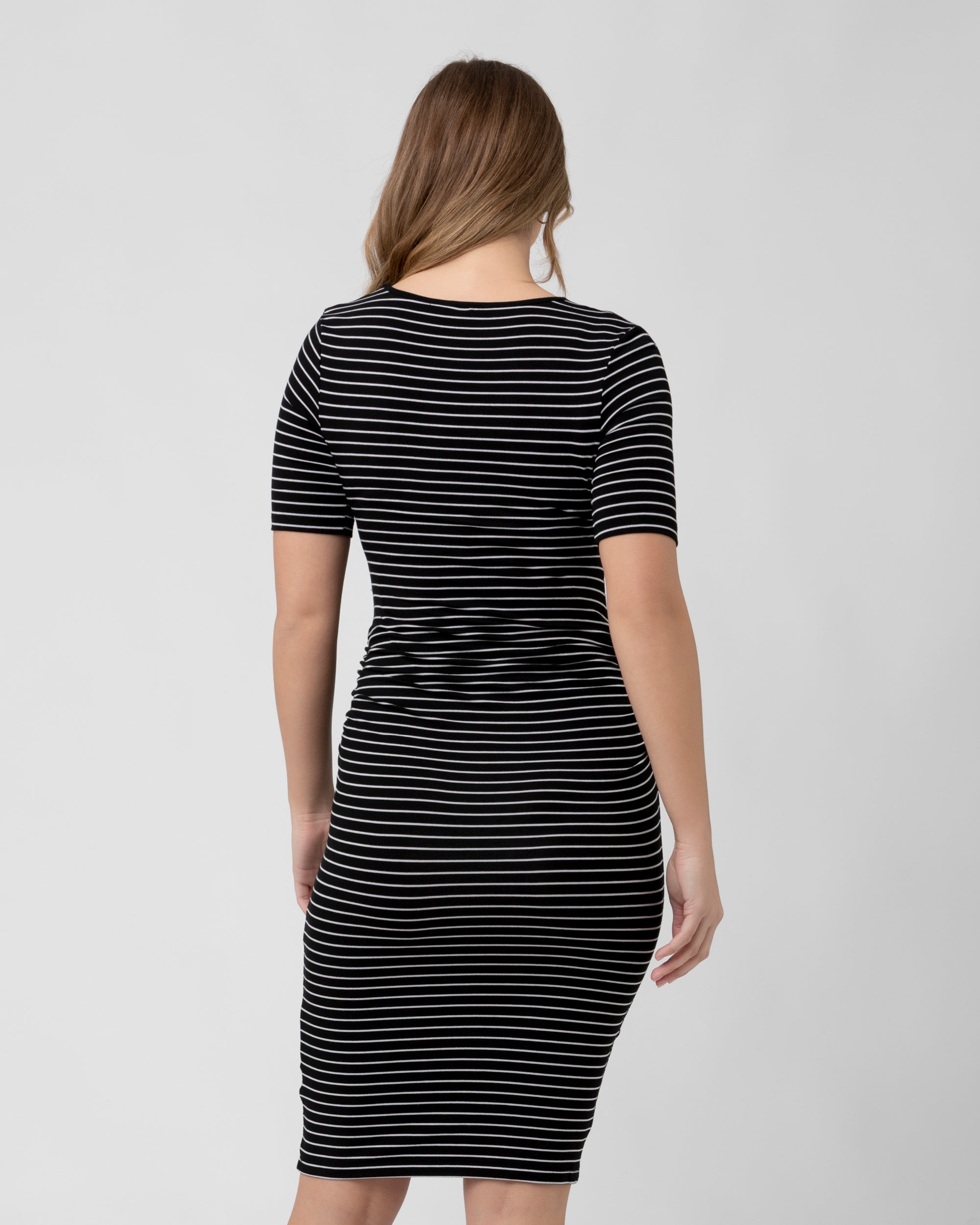 Mia Short Sleeve Nursing Dress Black / Flint